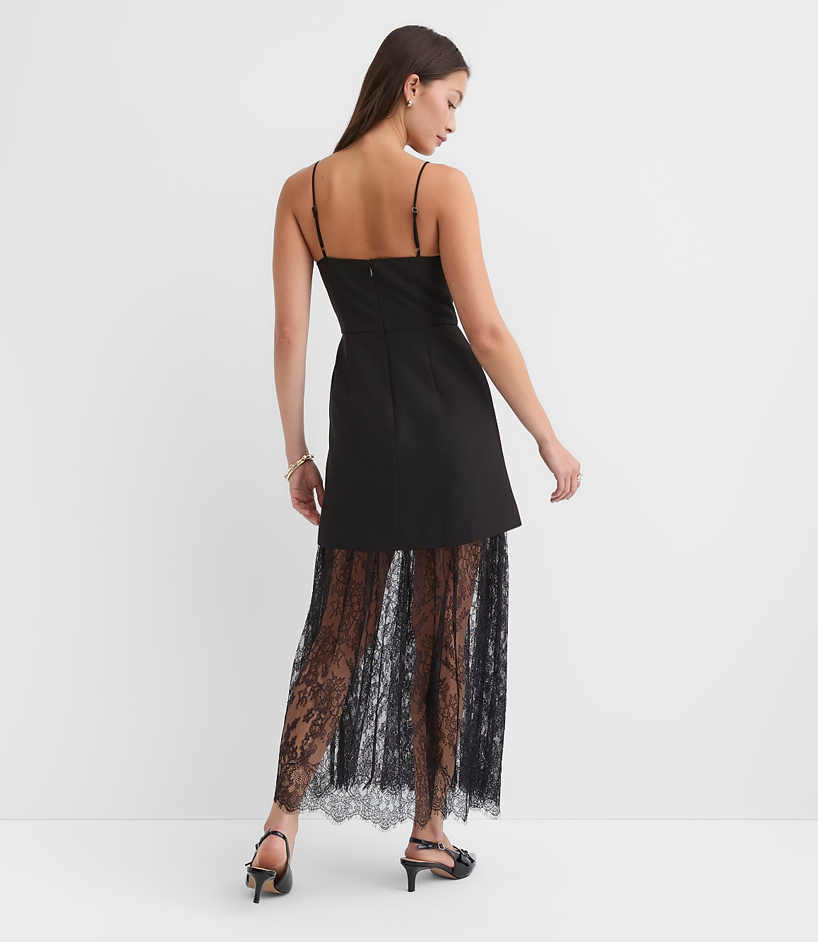 Petite Chantilly Lace Mixed Media Maxi Dress