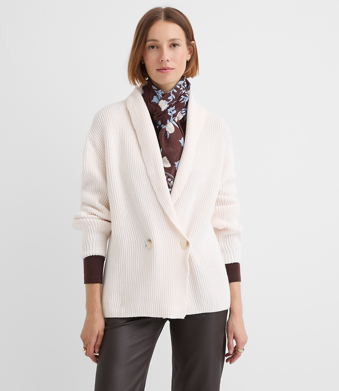 Ribbed Double Breasted Cardigan