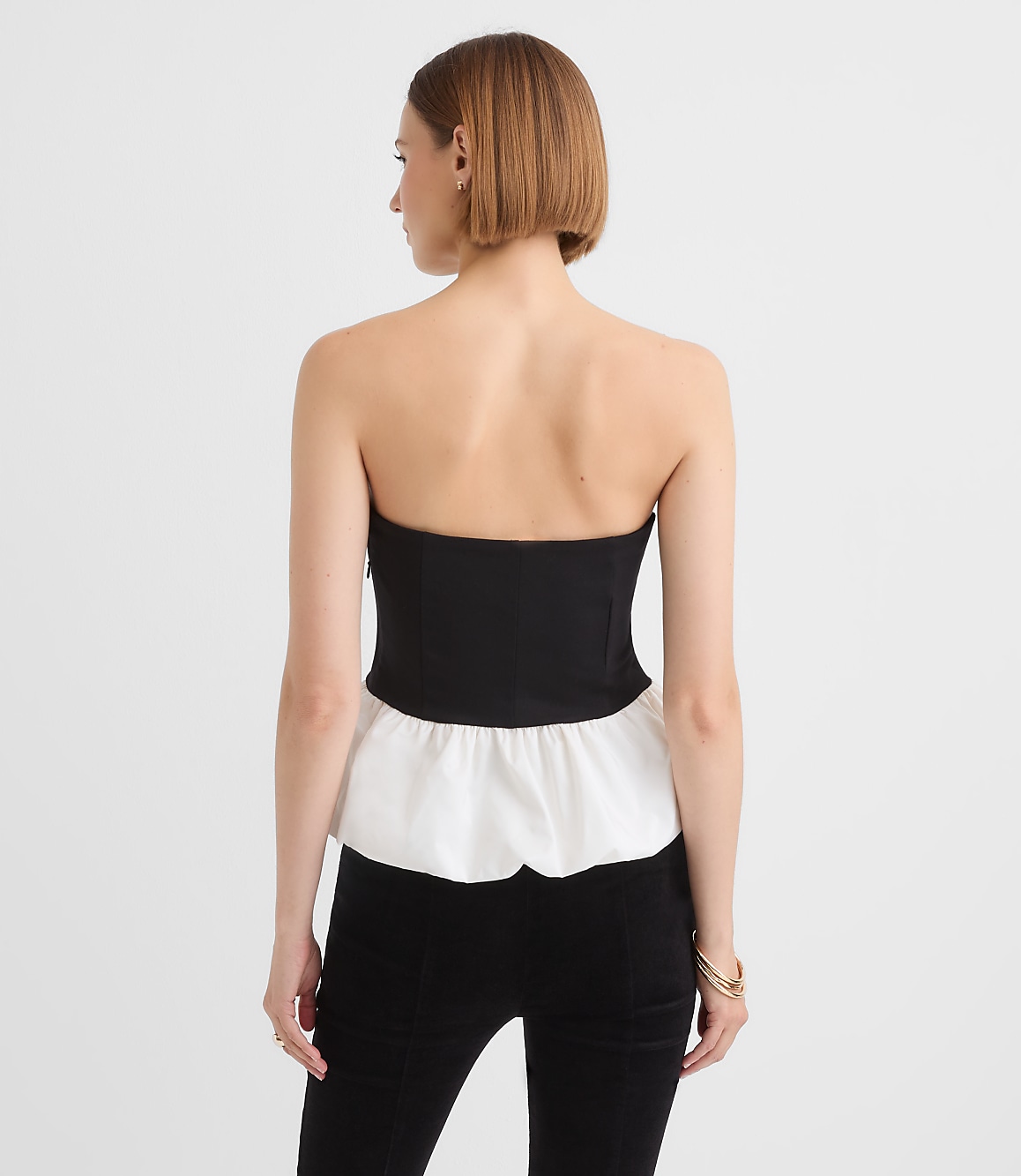 Taffeta Ponte Strapless Bubble Top