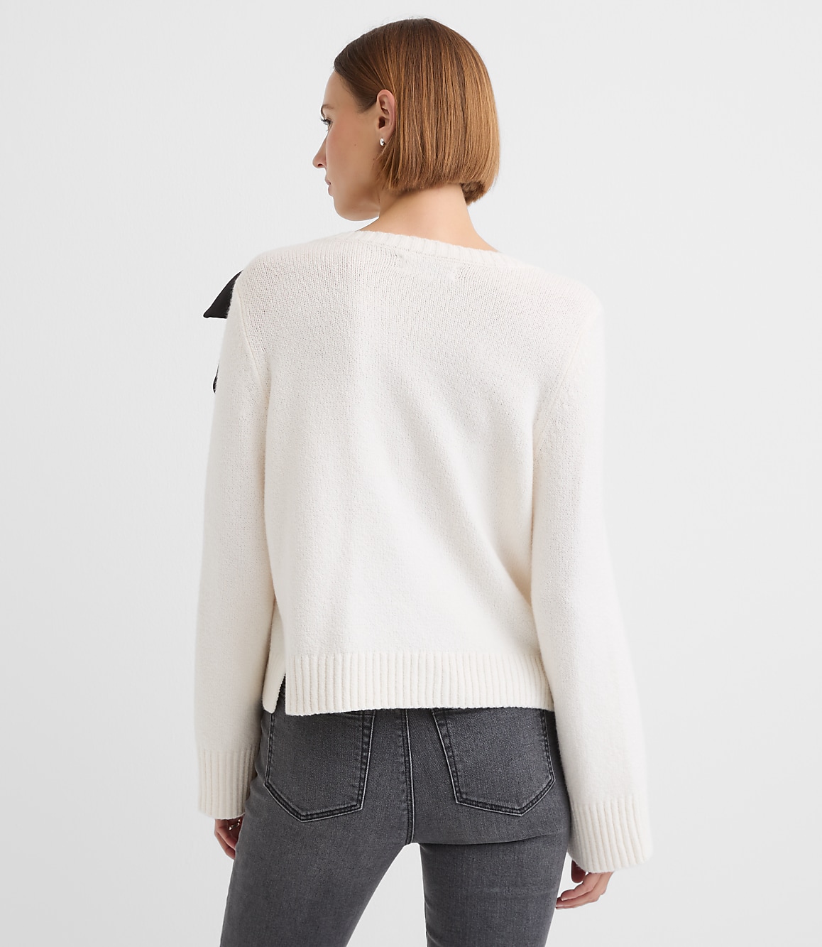 Satin Bow Wide Sleeve Sweater