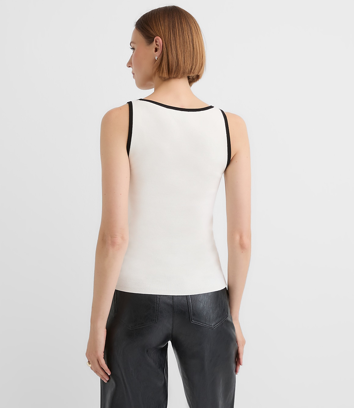 Contrast Ribbed Sweater Tank Top