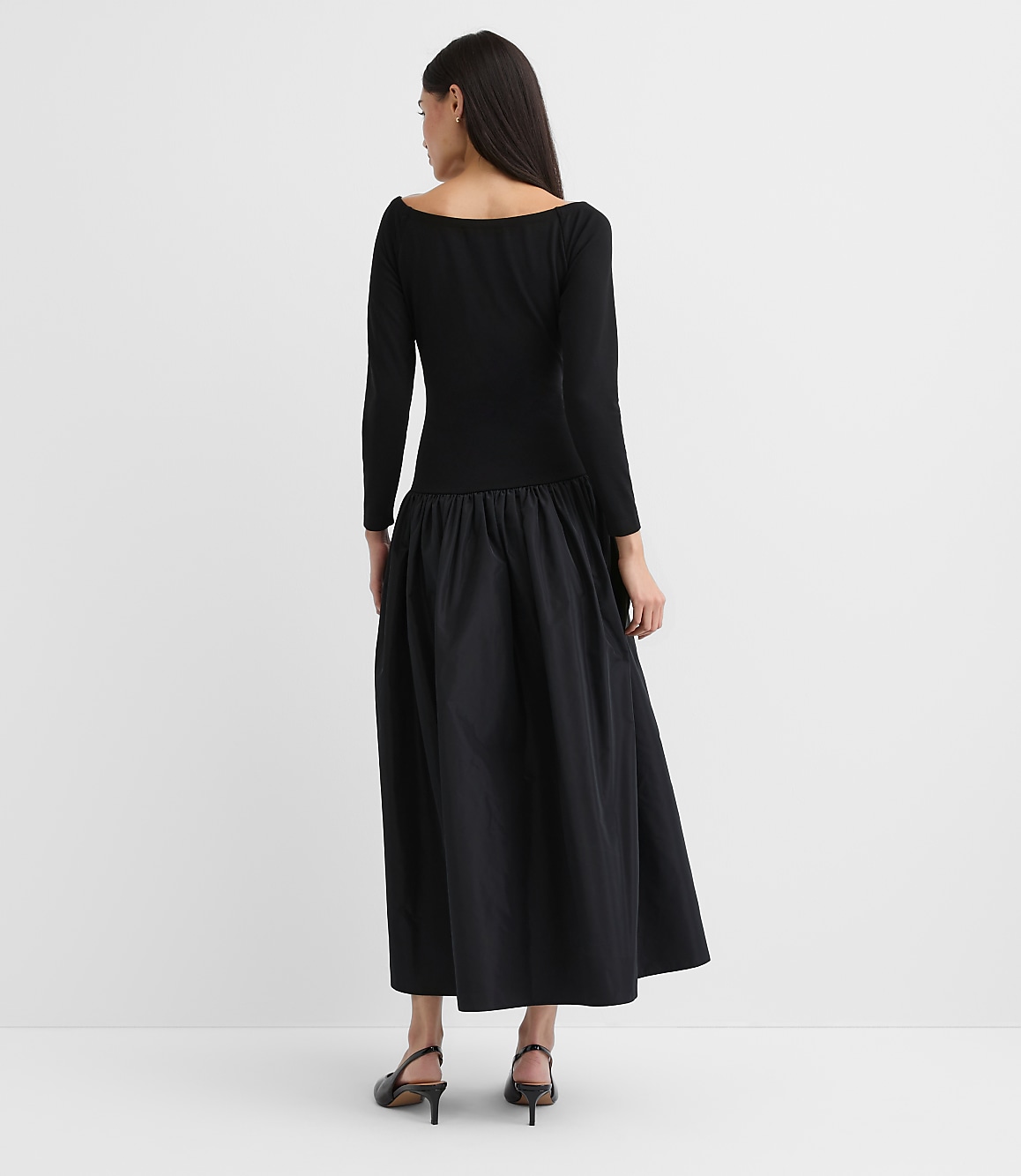 Taffeta Ponte Off The Shoulder Maxi Dress