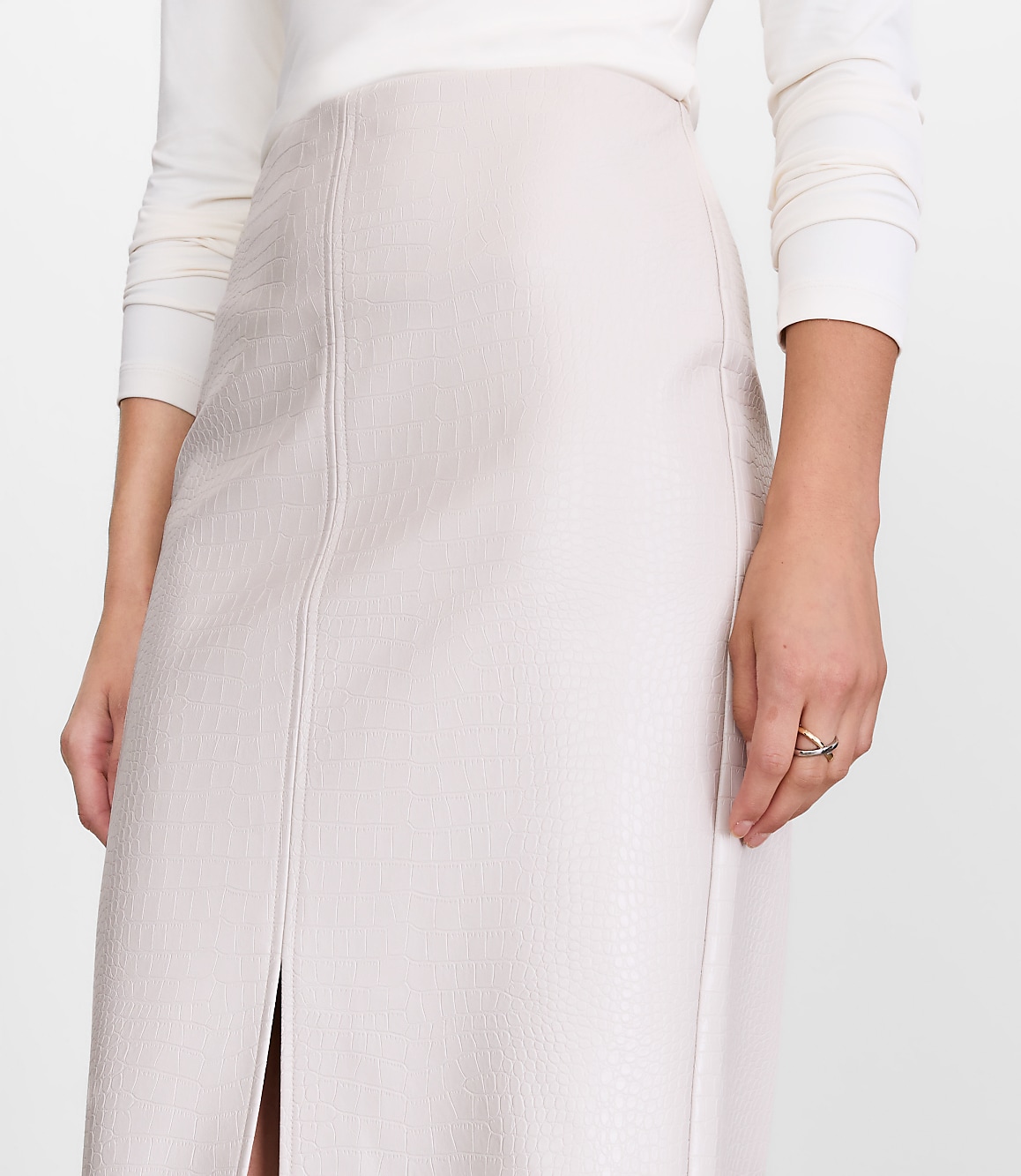 Petite LOFT Versa Embossed Faux Leather Long Skirt