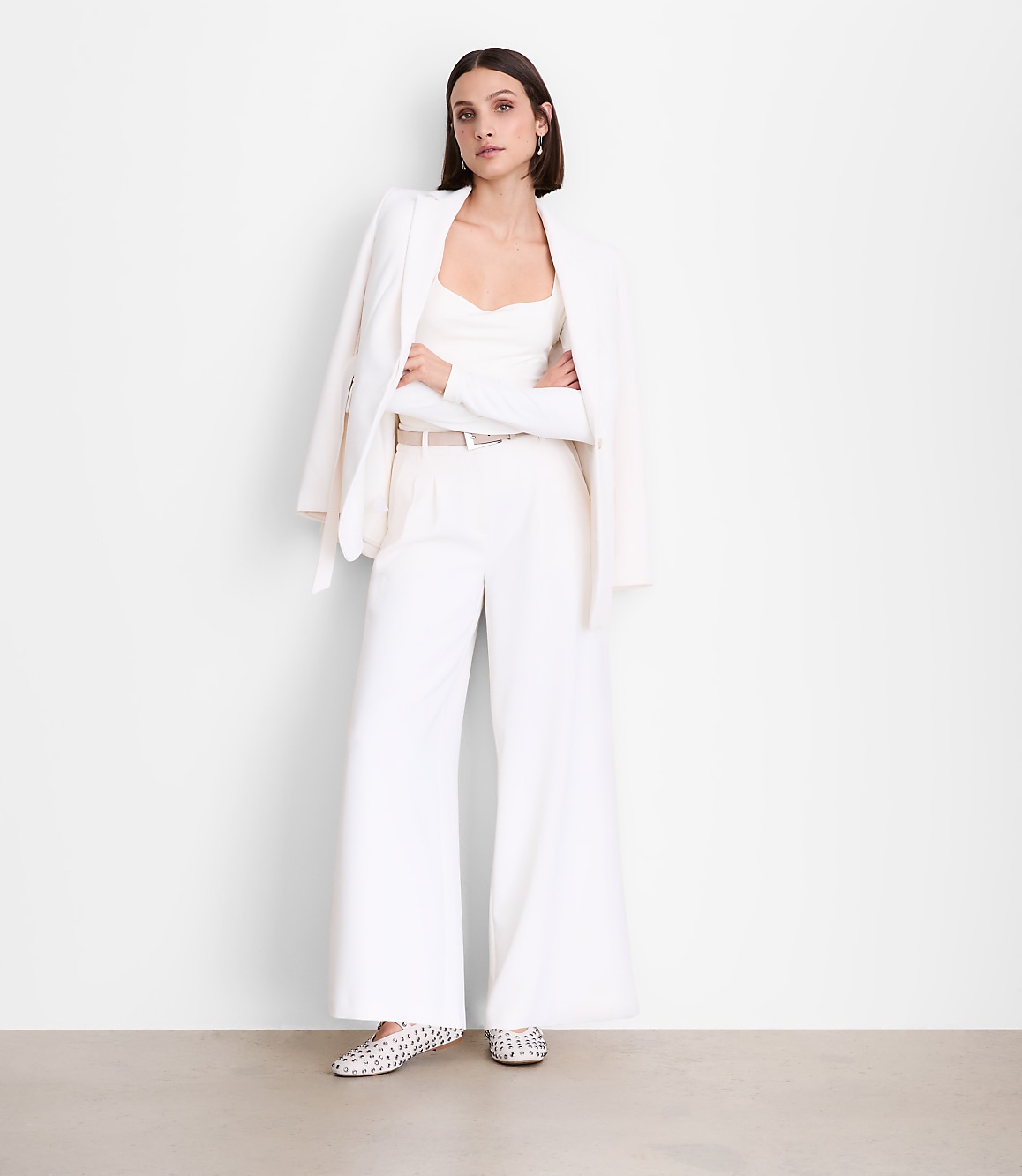 Petite LOFT Versa Crepe Drape Palazzo Pant
