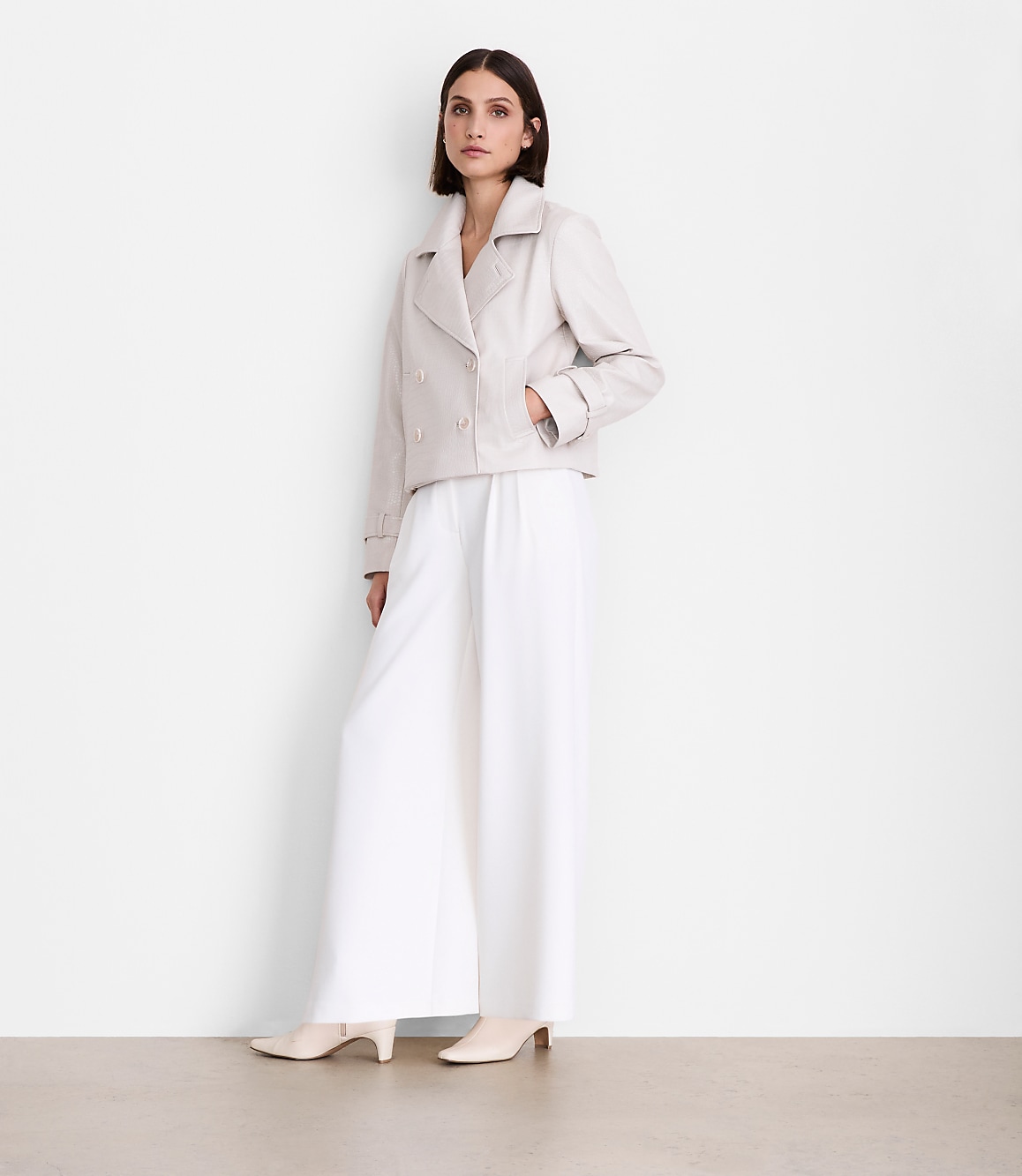 Petite LOFT Versa Embossed Faux Leather Trench Coat