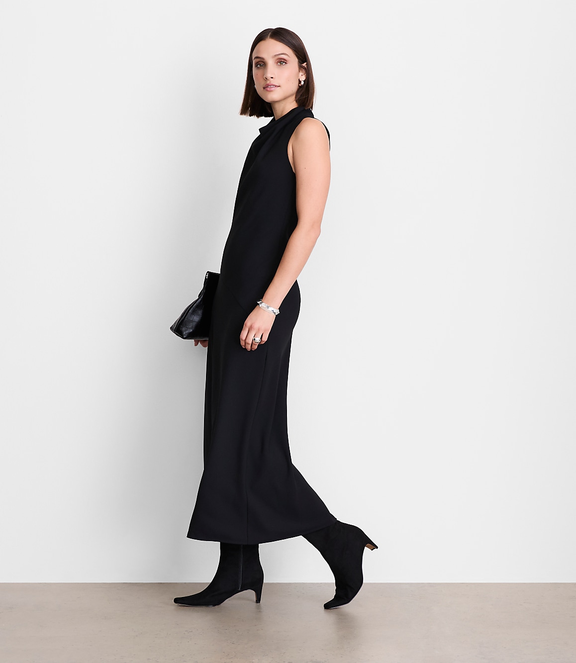 Petite LOFT Versa Crepe Drape Bias Maxi Dress
