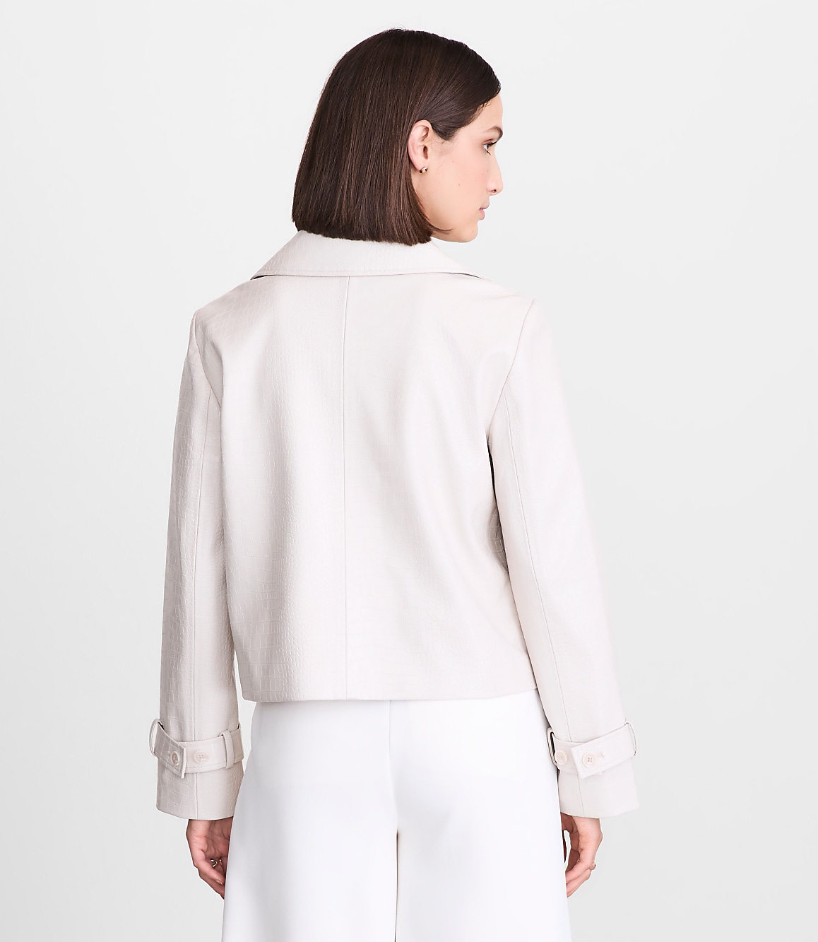 Petite LOFT Versa Embossed Faux Leather Trench Coat