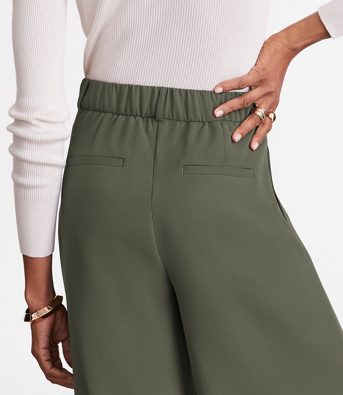 Petite LOFT Versa Crepe Drape Palazzo Pant