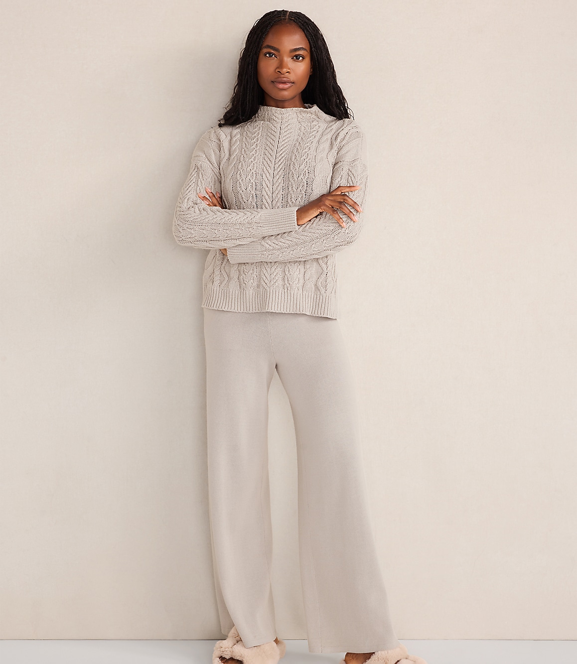 Haven Well Within Organic Cotton Cable Mock Neck Sweater