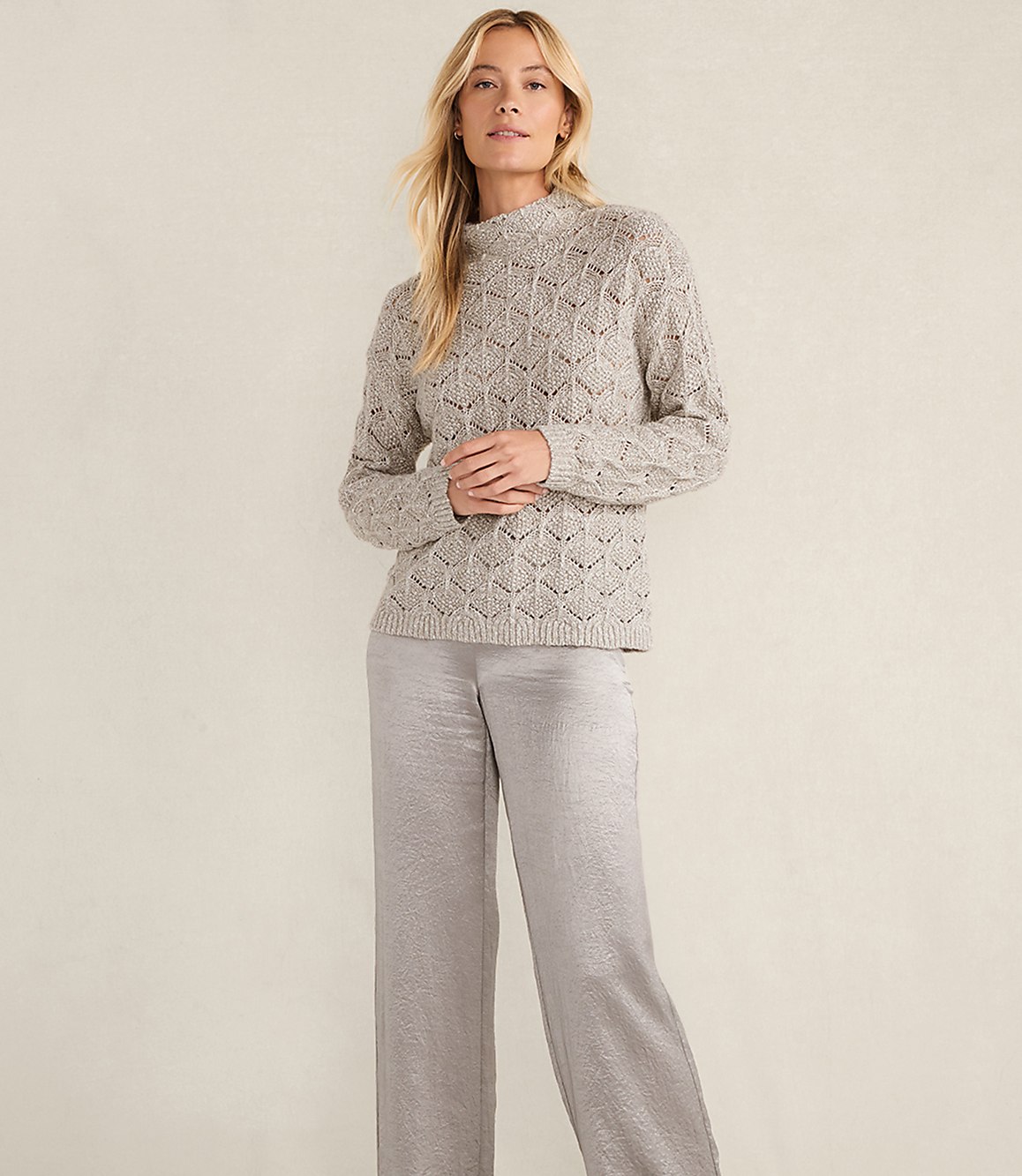 Haven Well Within Lurex Blend Pointelle Crewneck Sweater