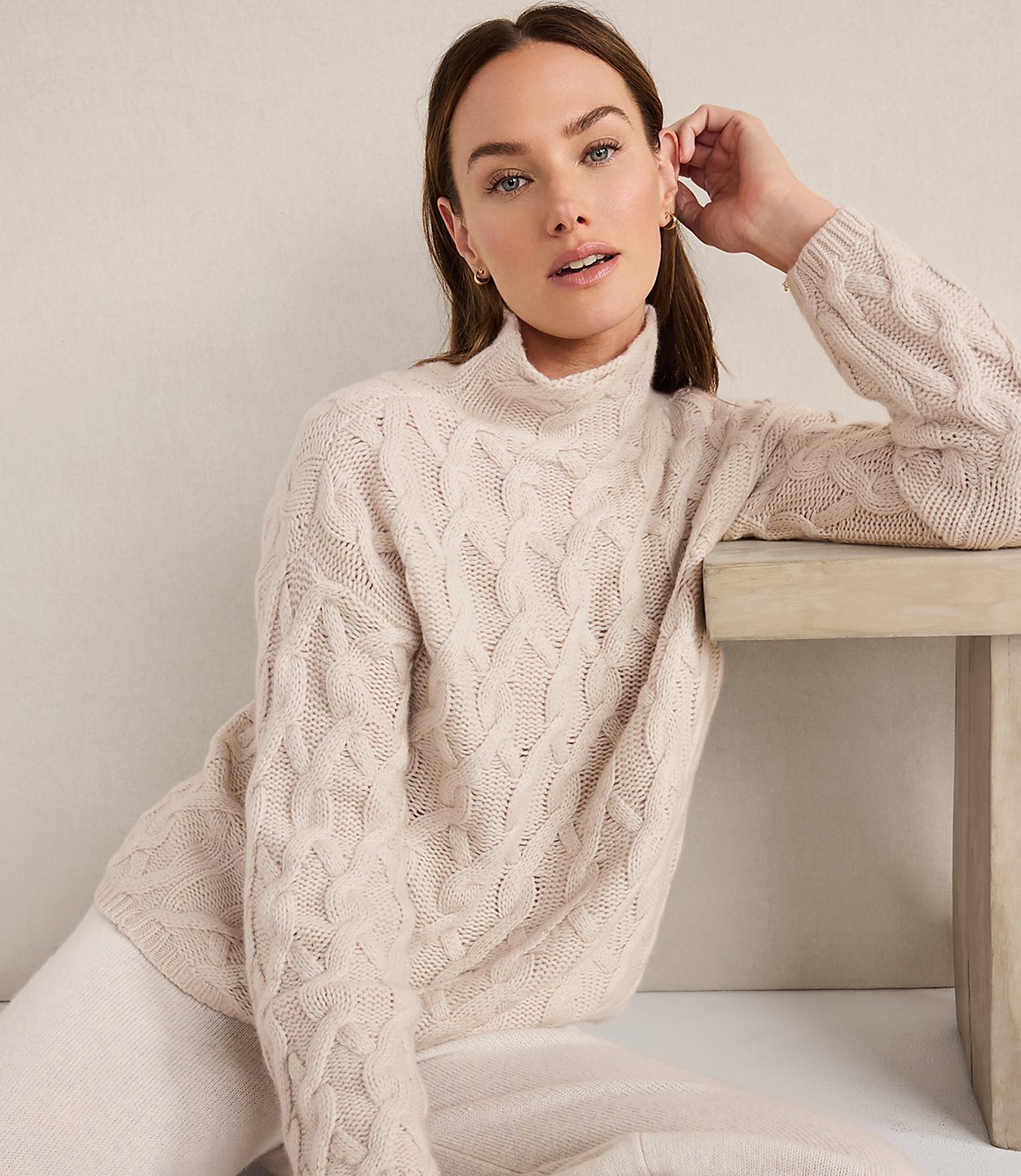 Haven Well Within Cashmere Cable Mock Neck Sweater