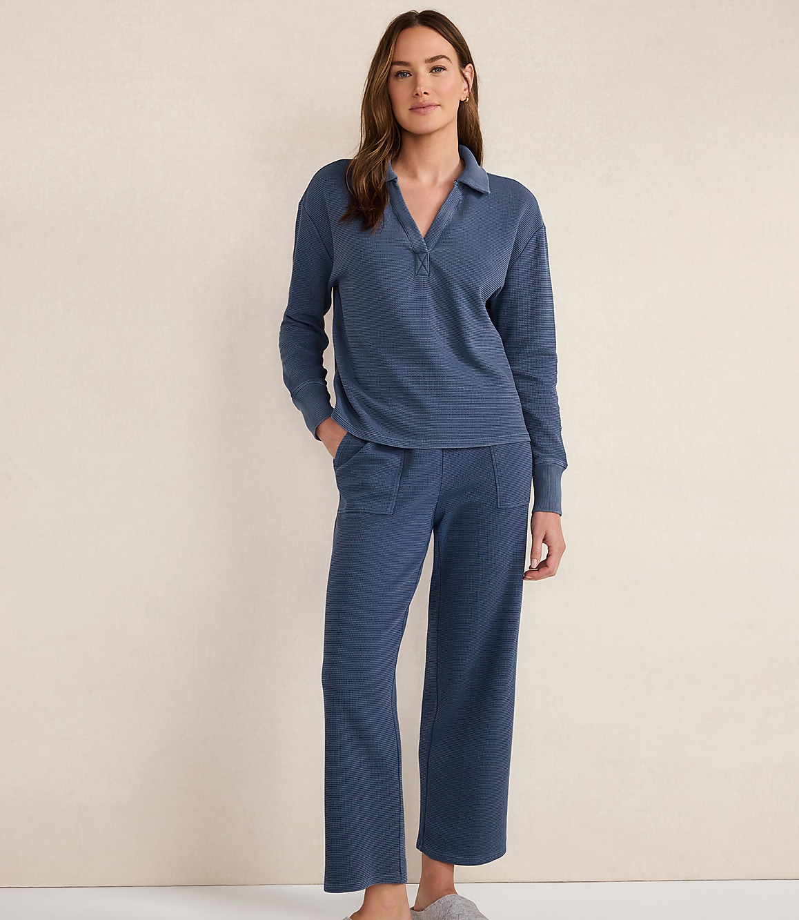 Haven Well Within Organic Cotton Waffle Johnny Collar Top