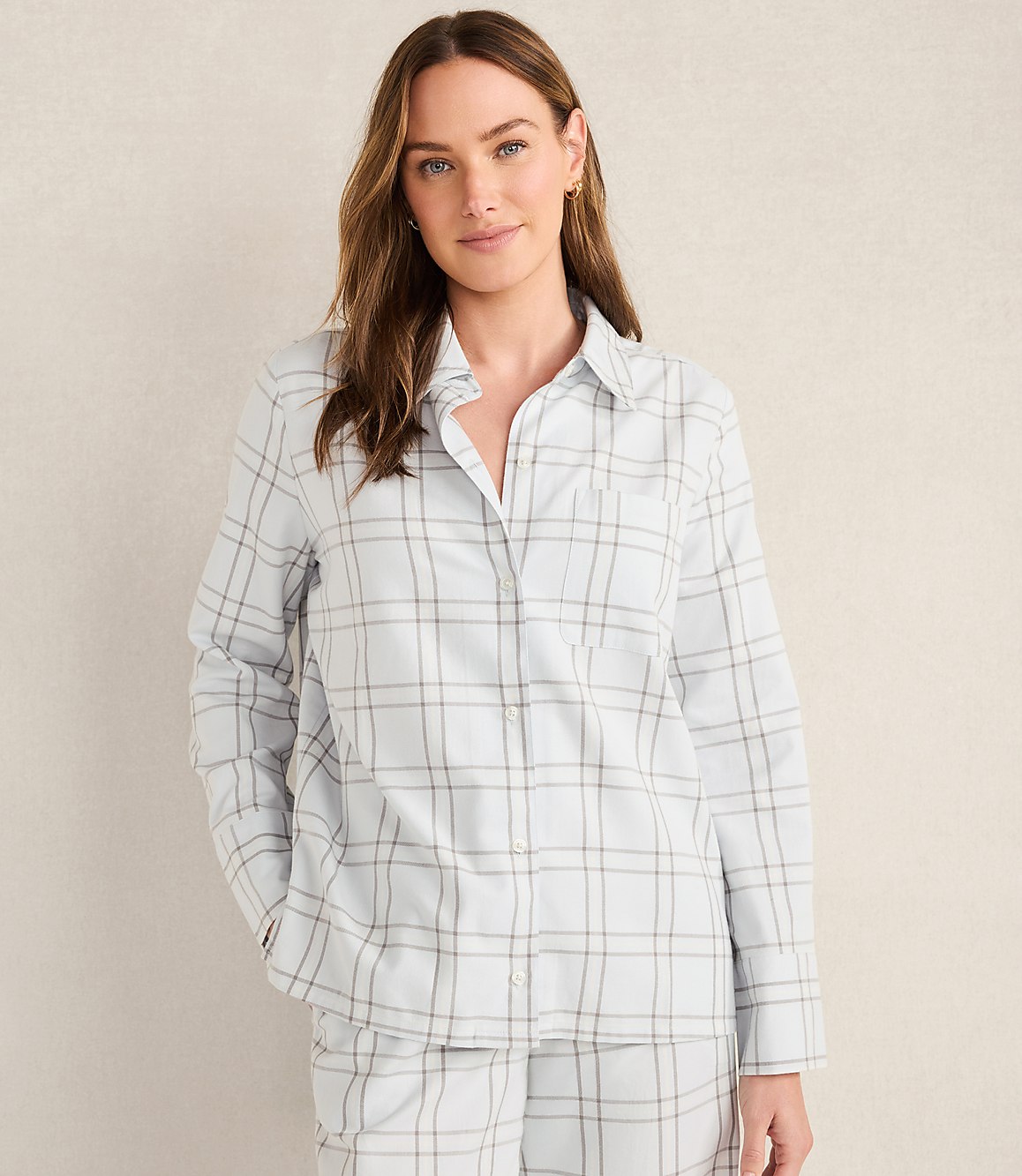 Haven Well Within Lightweight Flannel Windowpane Pajama Top