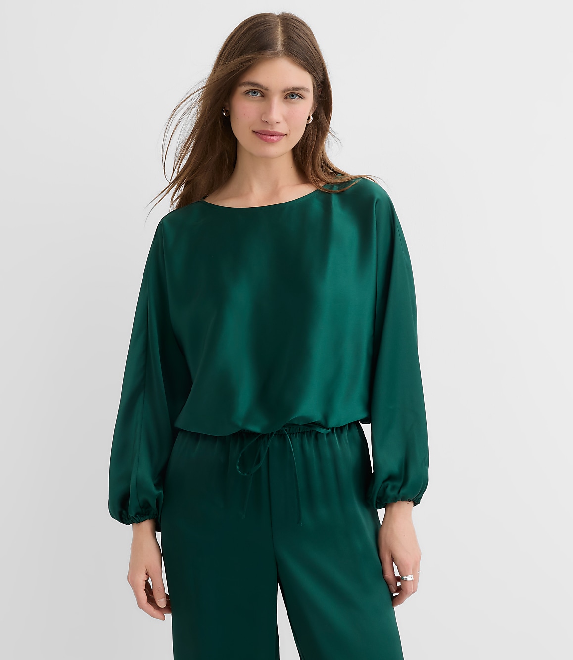 Petite Satin Bubble Hem Blouse