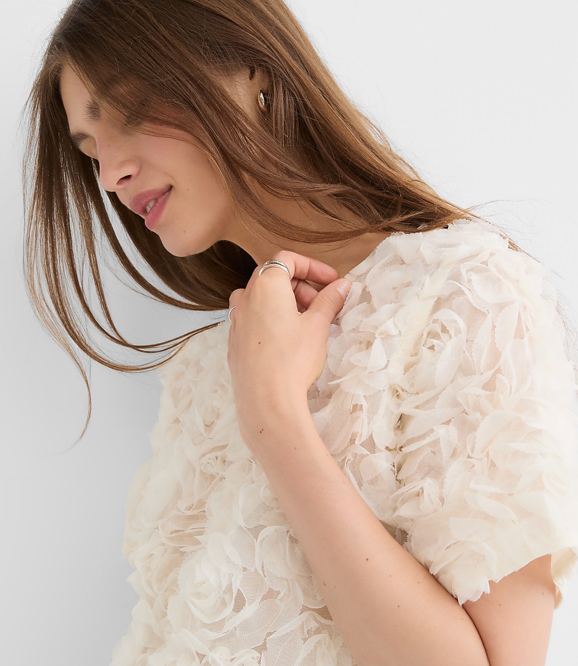 Petite Floral Tulle Bubble Hem Tee