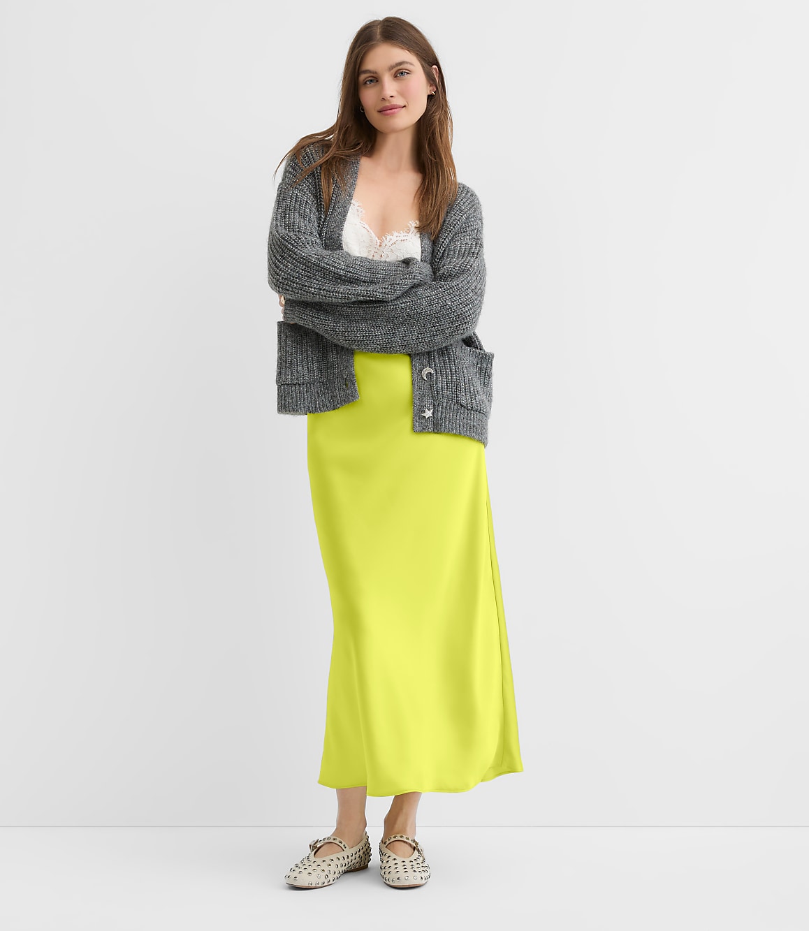 Satin Bias Maxi Skirt