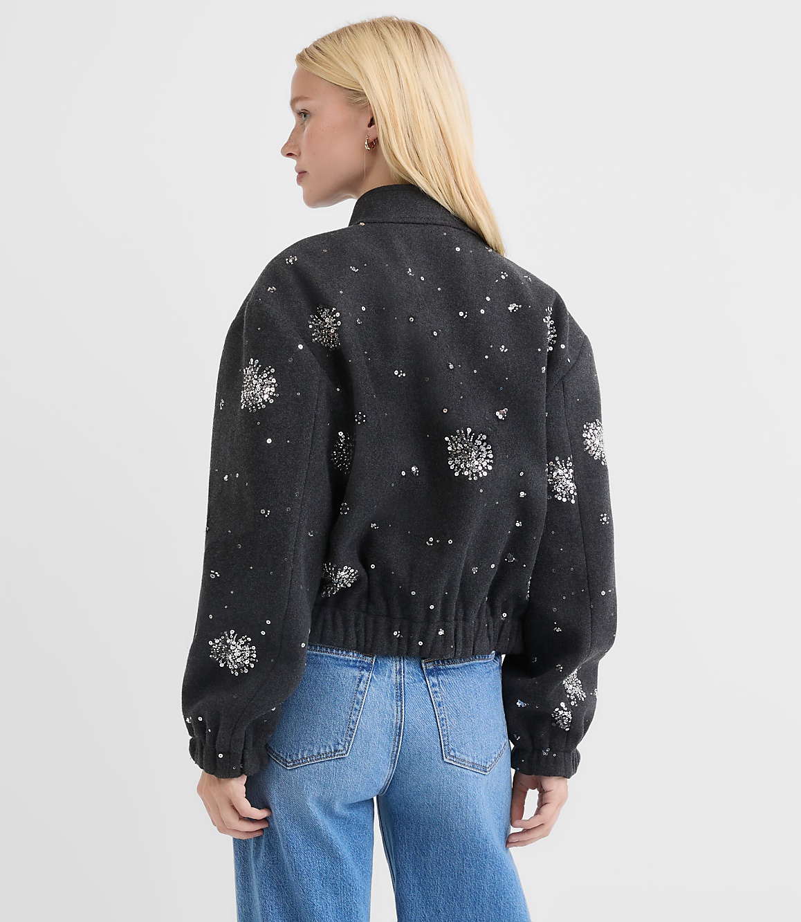 Sequin Embellished Bomber Jacket