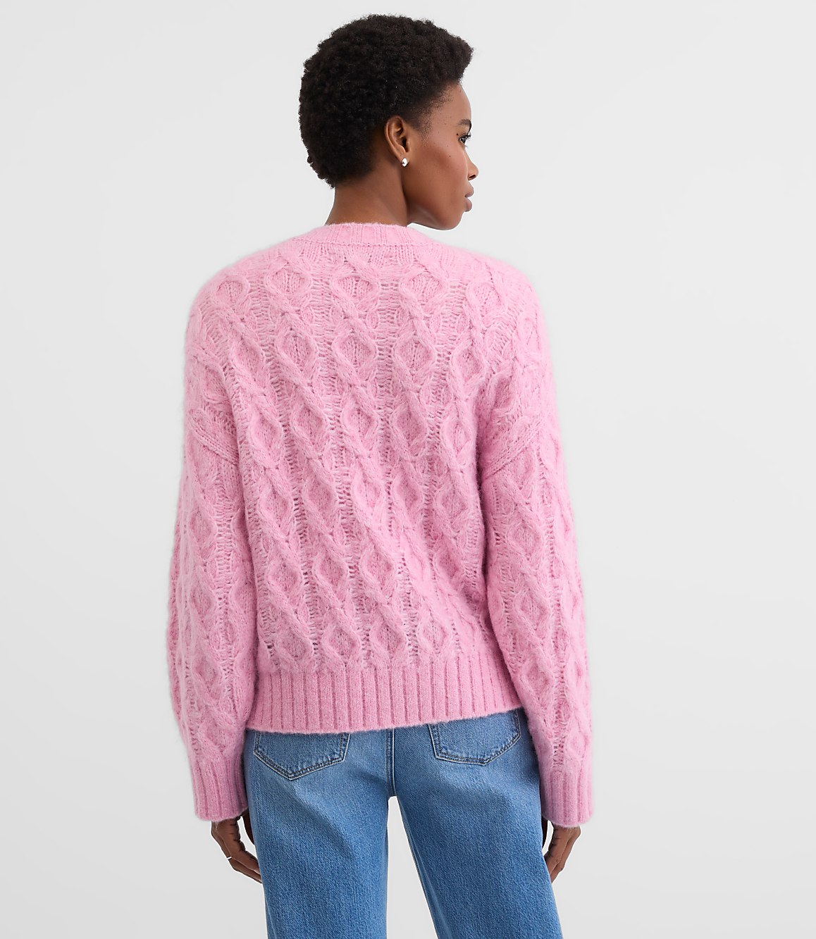 Petite Heathered Fuzzy Cable Sweater