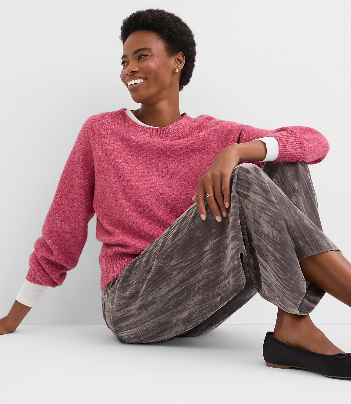 Petite Shimmer Blouson Sweater