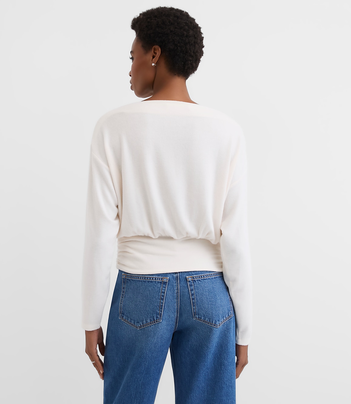 Petite Ruched Hem Boatneck Top