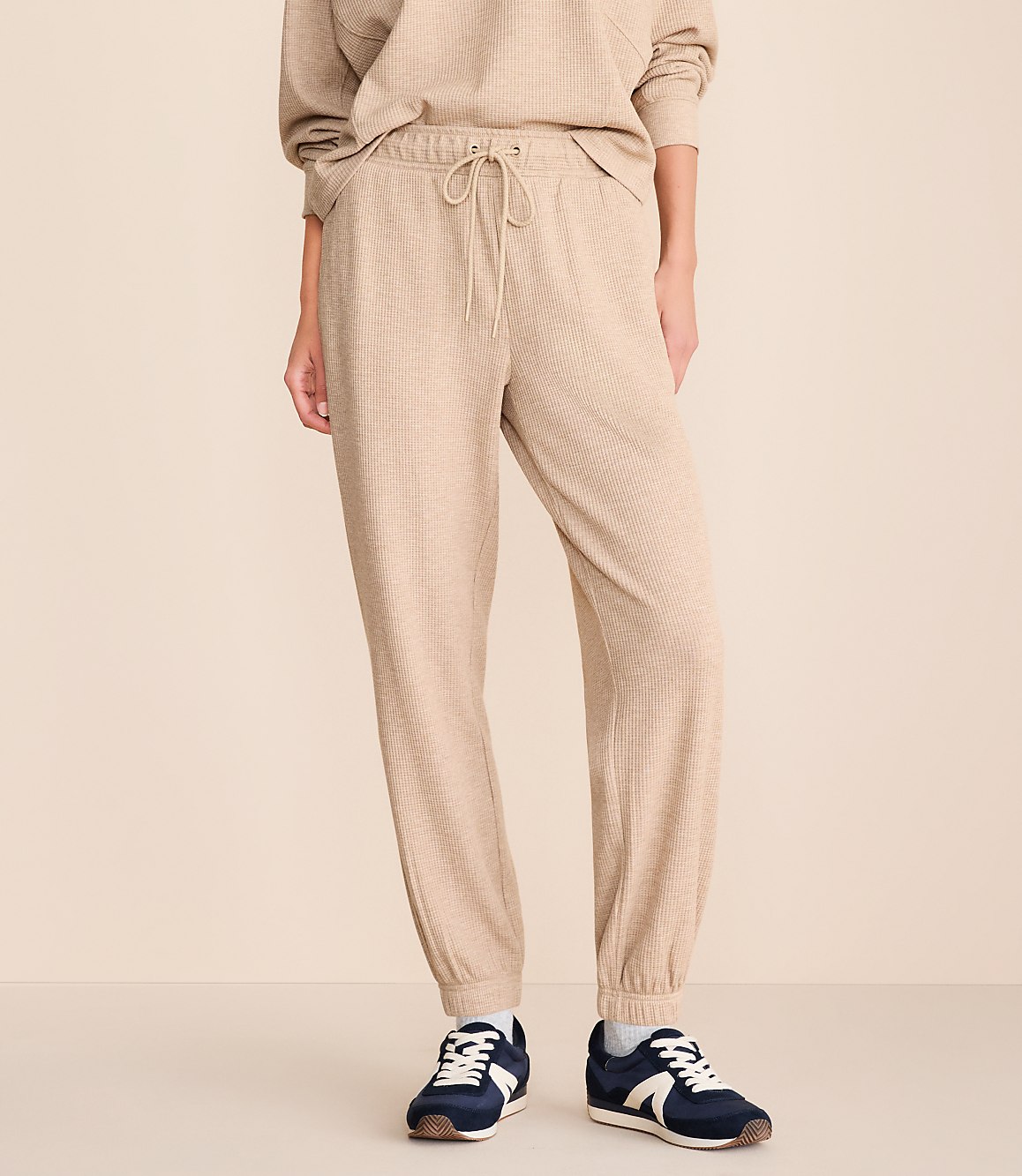 Petite Lou & Grey Heathered Upstate Waffle Joggers