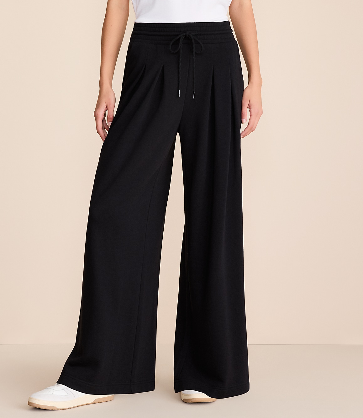 Petite Lou & Grey Cozy Cotton Pleated Wide Leg Pants