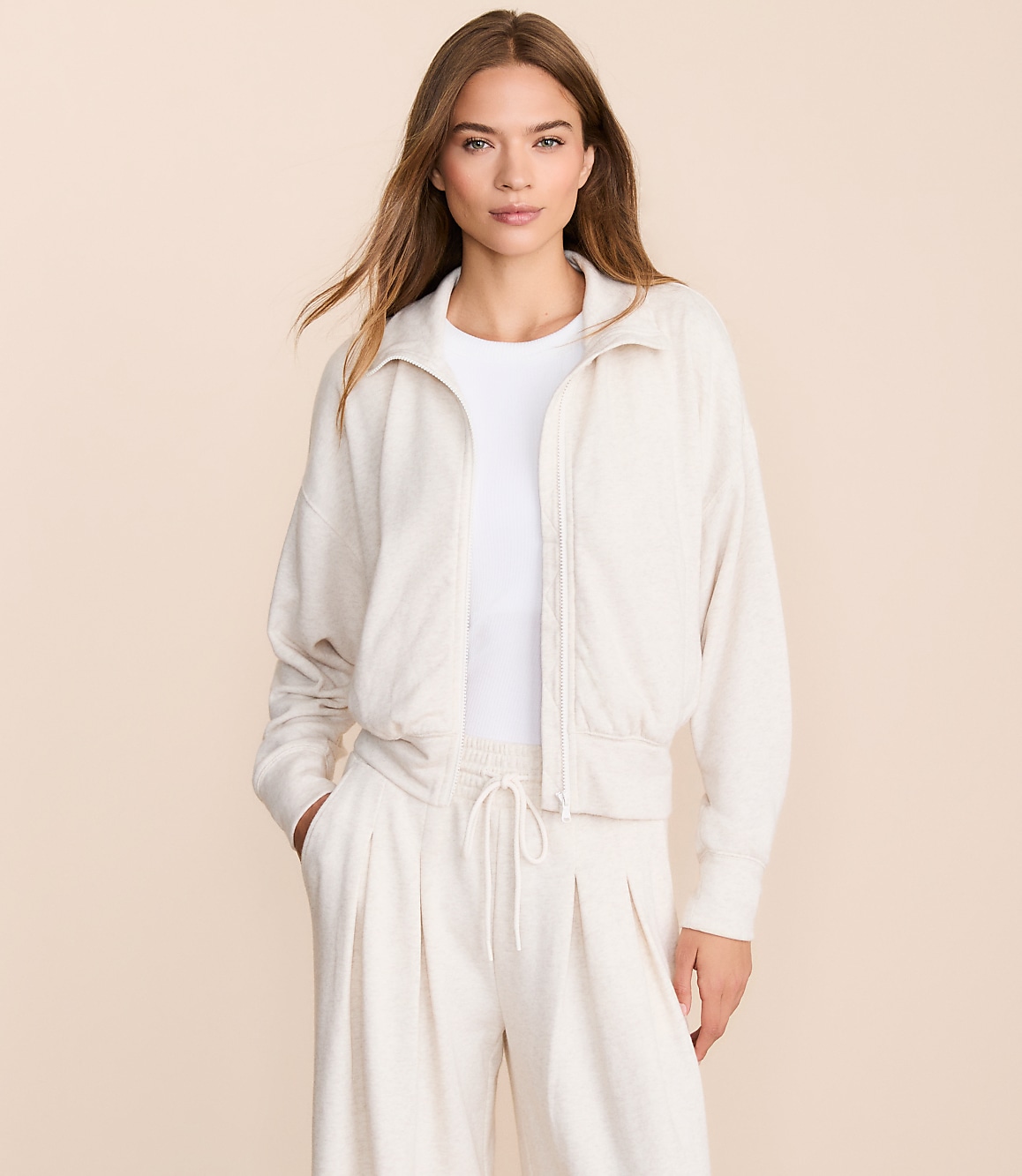 Lou & Grey Heathered Cozy Cotton Sweatshirt Jacket