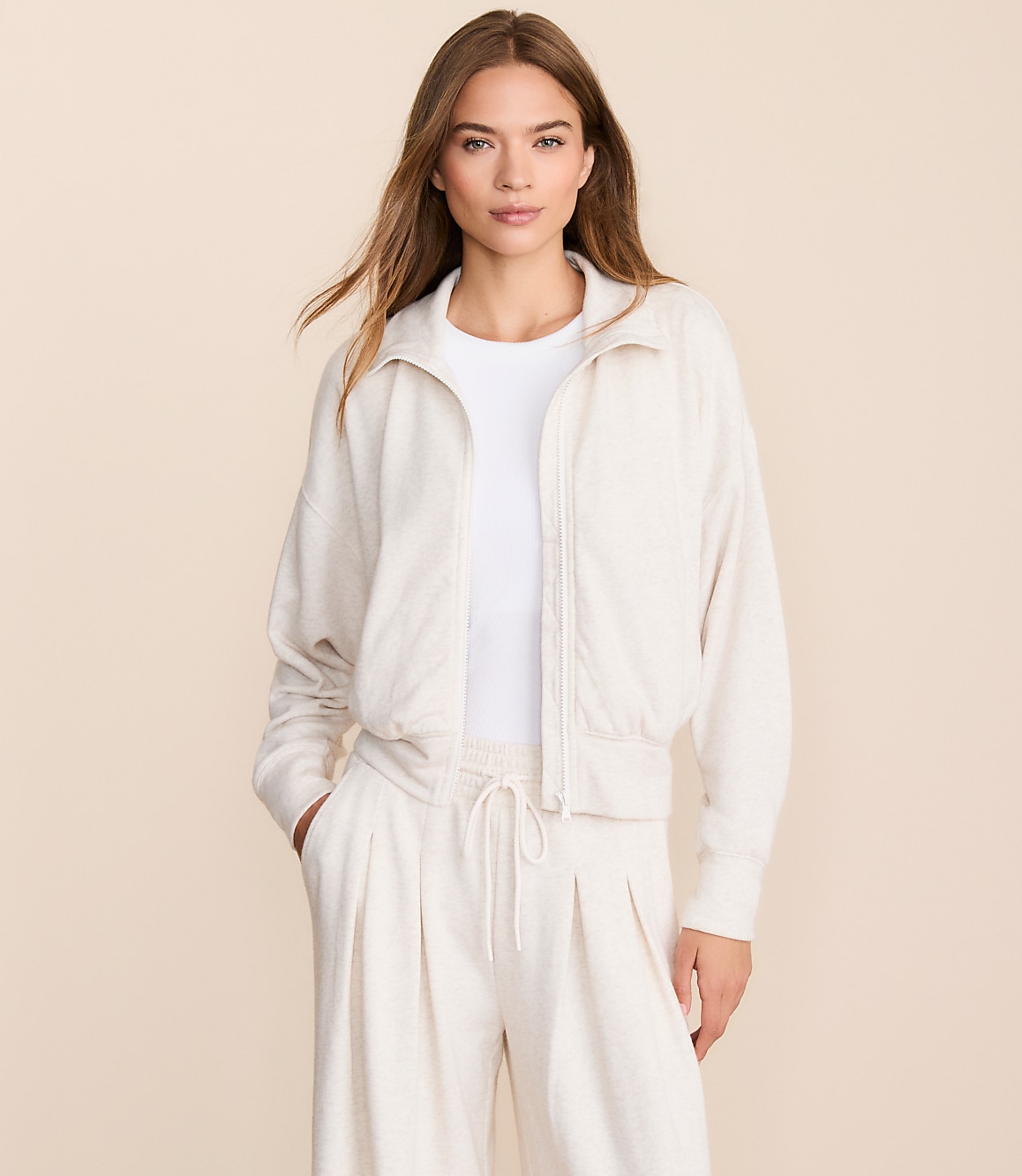 Lou & Grey Heathered Cozy Cotton Sweatshirt Jacket