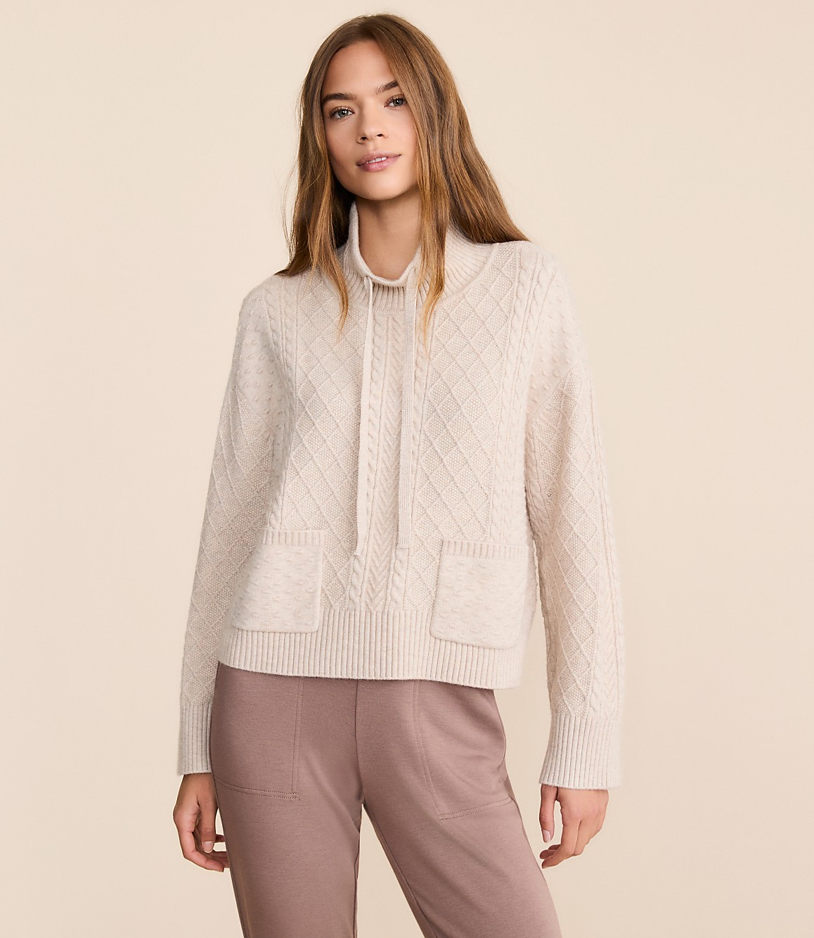 Lou & Grey Bobble Drawstring Neck Sweater