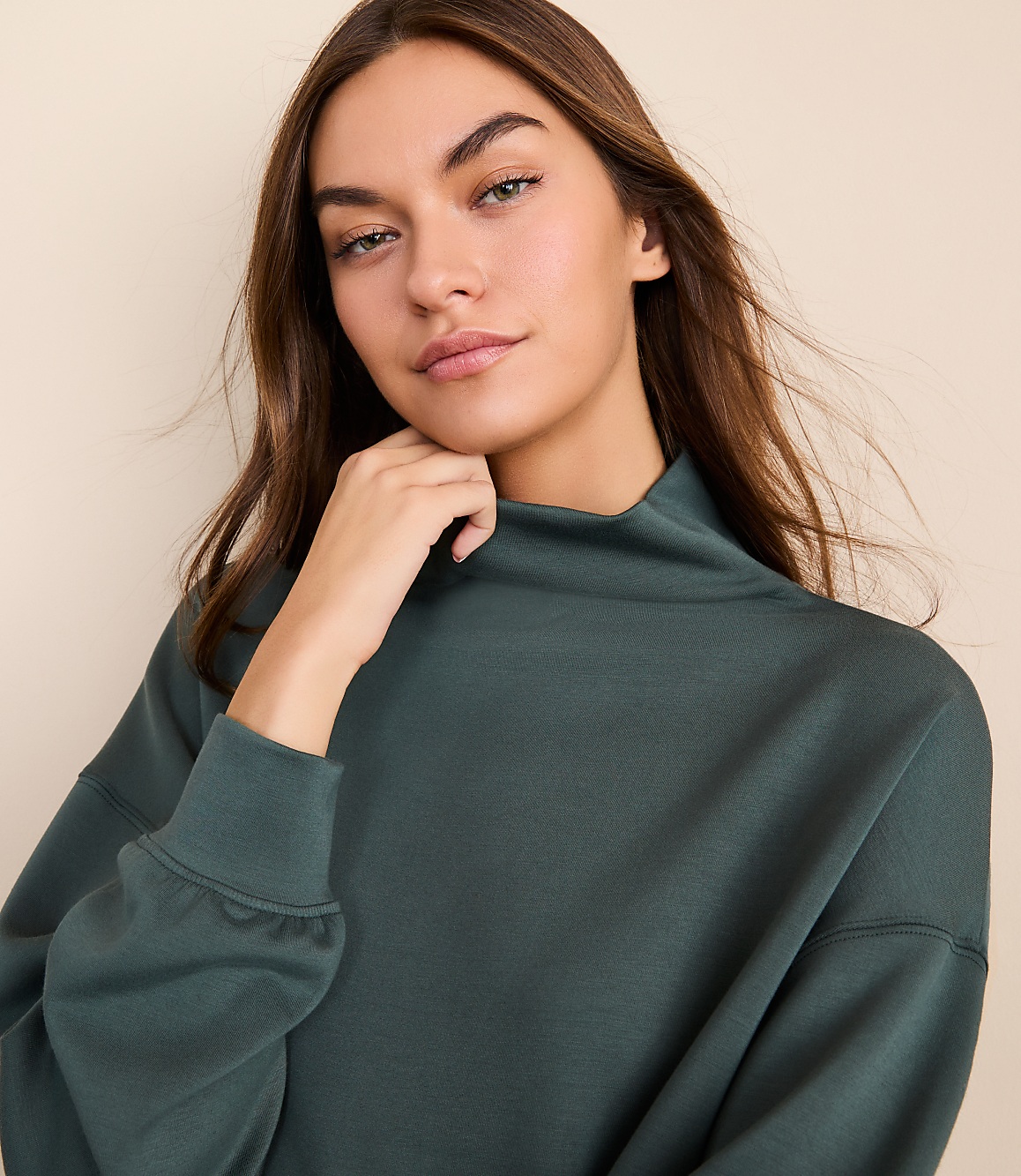 Petite Lou & Grey Scubasoft Mock Neck Drawstring Hem Top
