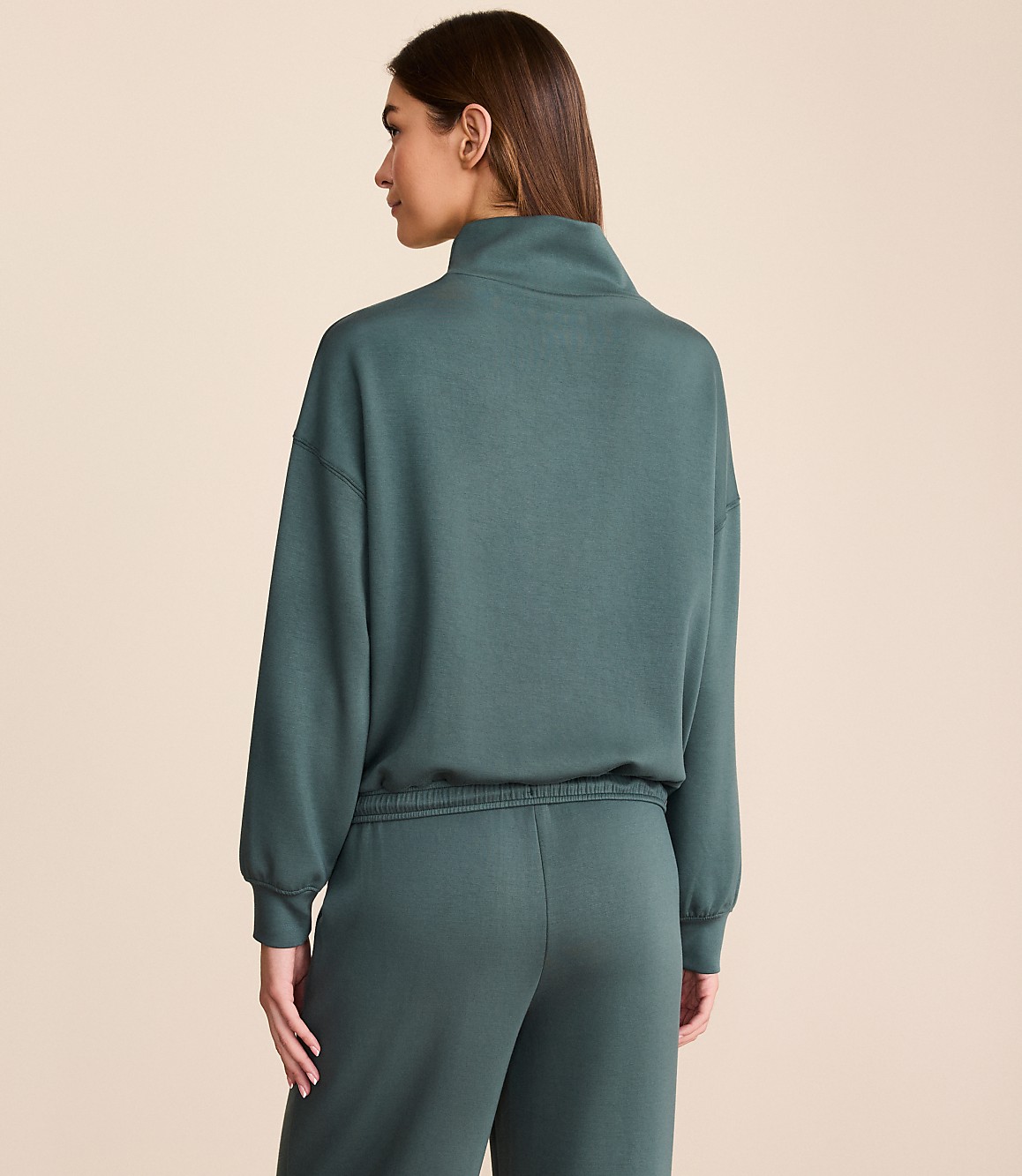 Lou & Grey Scubasoft Mock Neck Drawstring Hem Top