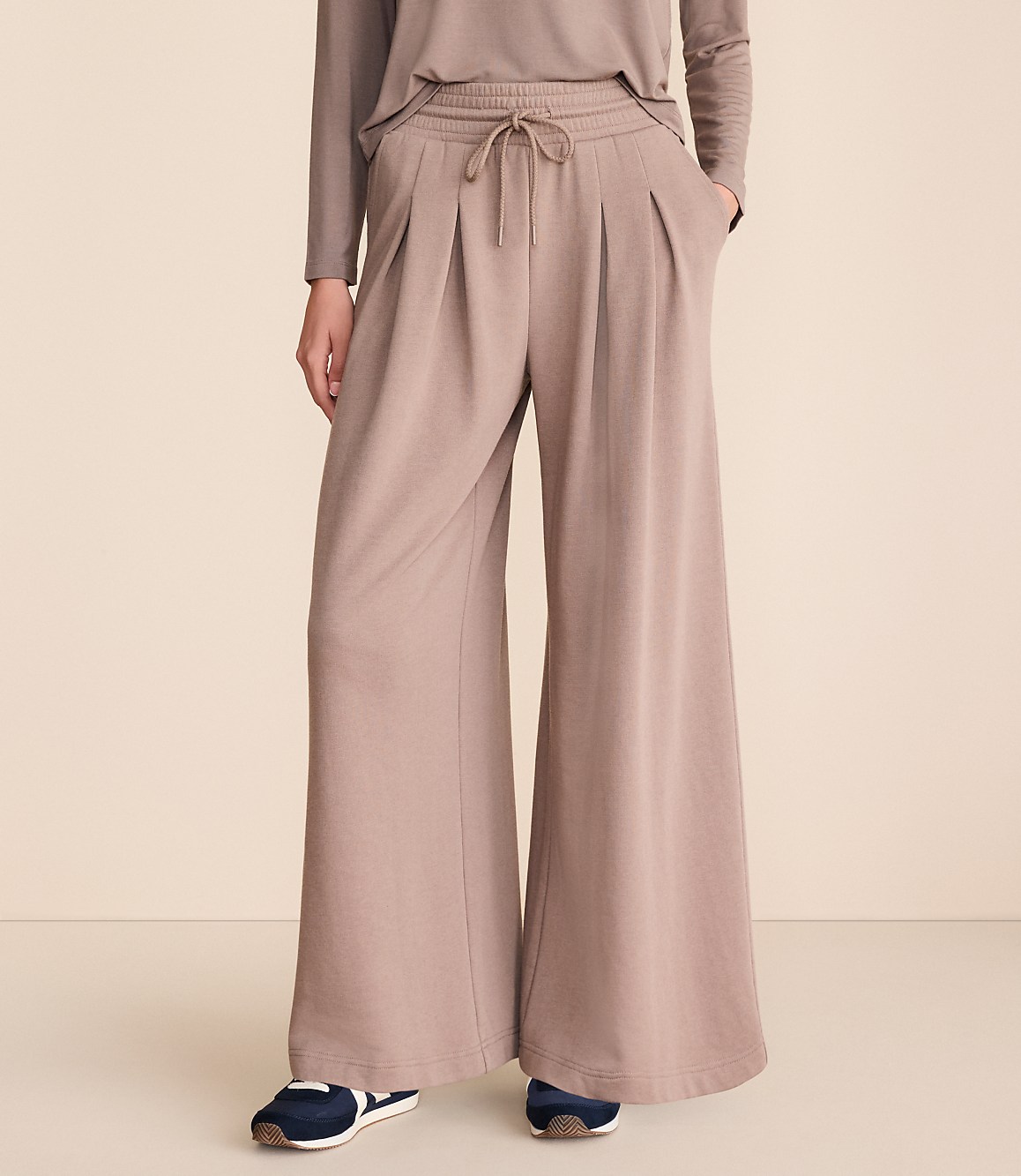 Lou & Grey Cozy Cotton Pleated Wide Leg Pants
