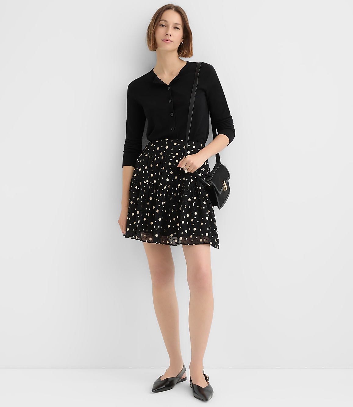 Petite Shimmer Clip Ruffle Mini Skirt