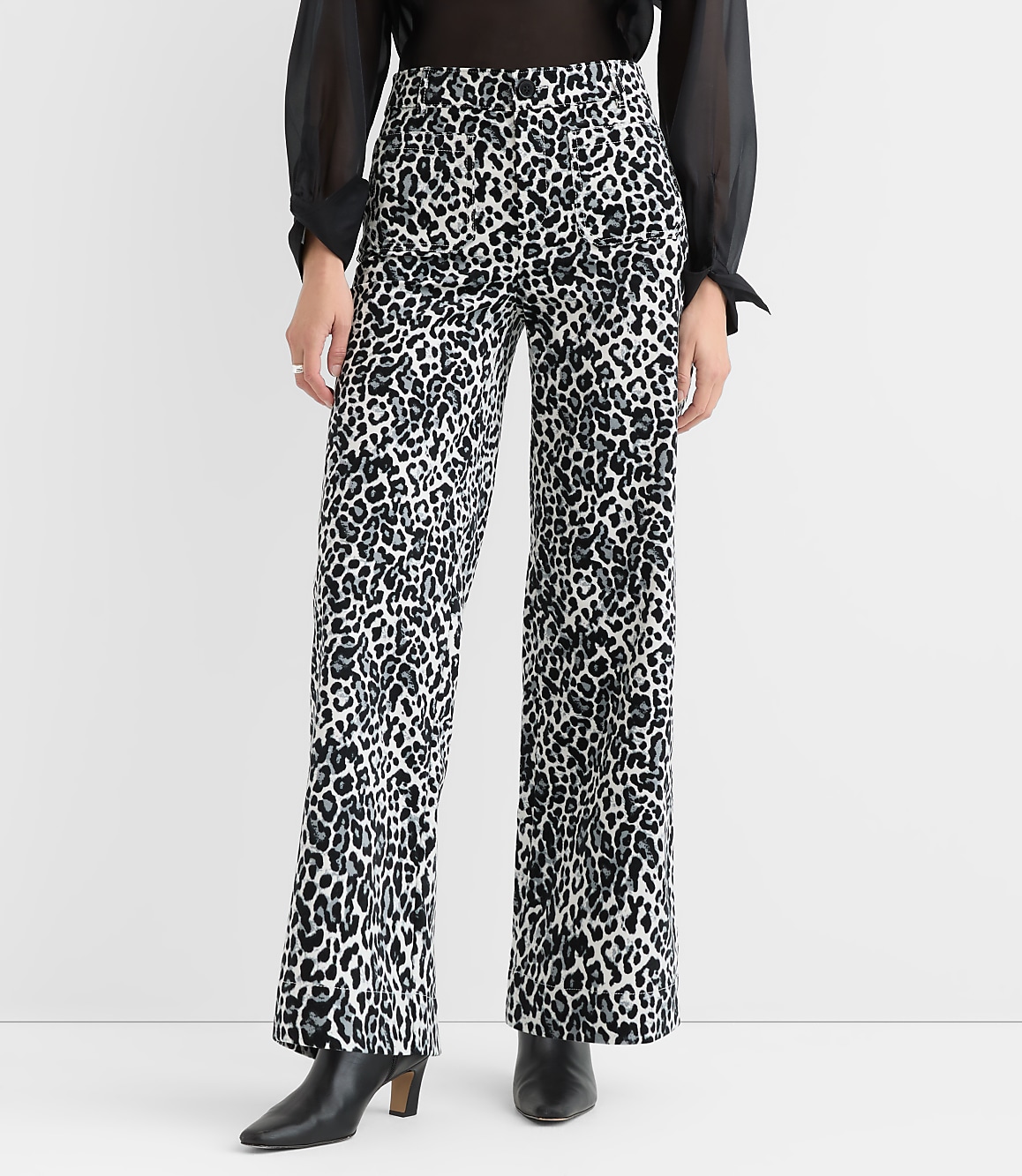 Petite Palmer Wide Leg Pants in Leopard Print Velvet