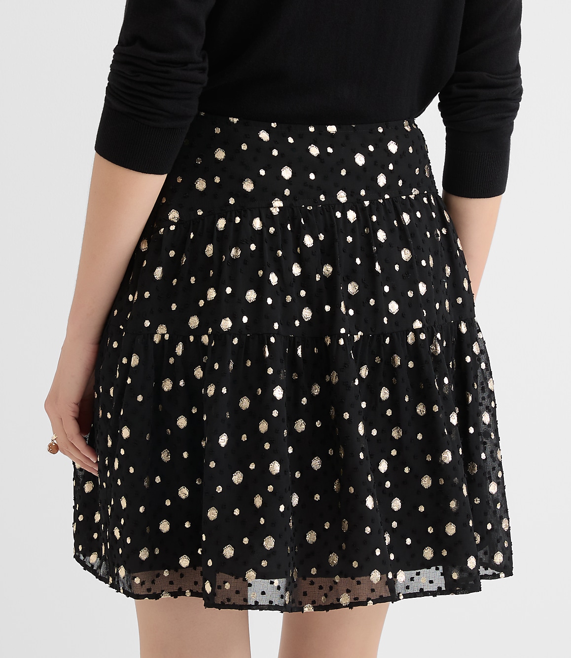Shimmer Clip Ruffle Mini Skirt