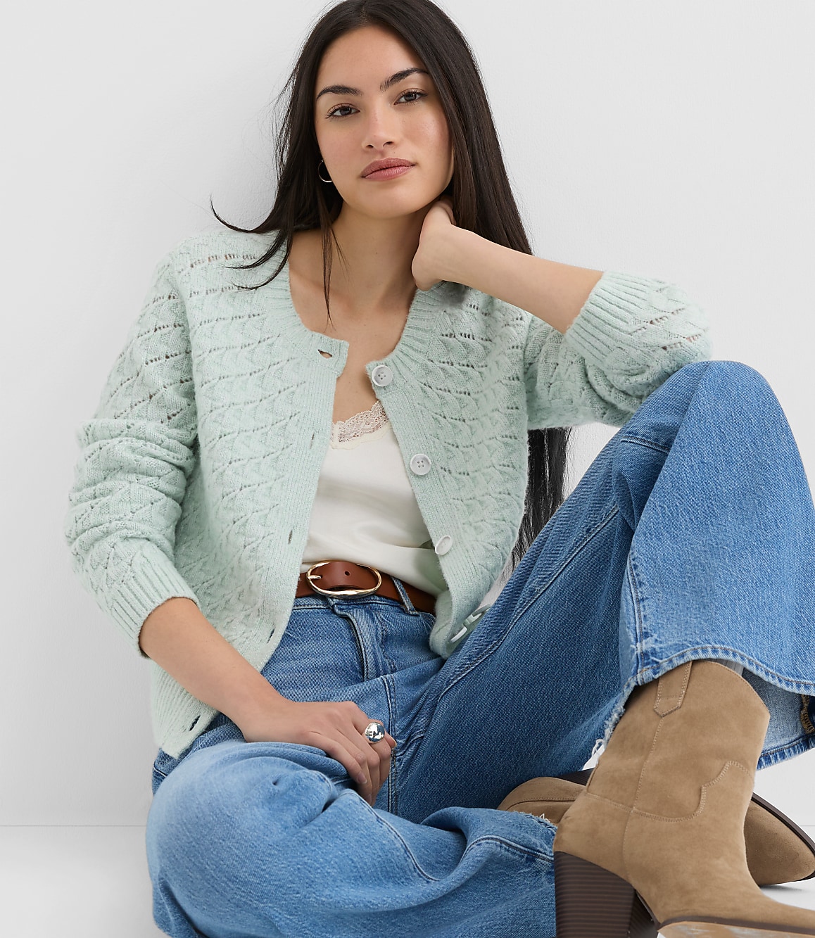 Shimmer Pointelle Cardigan