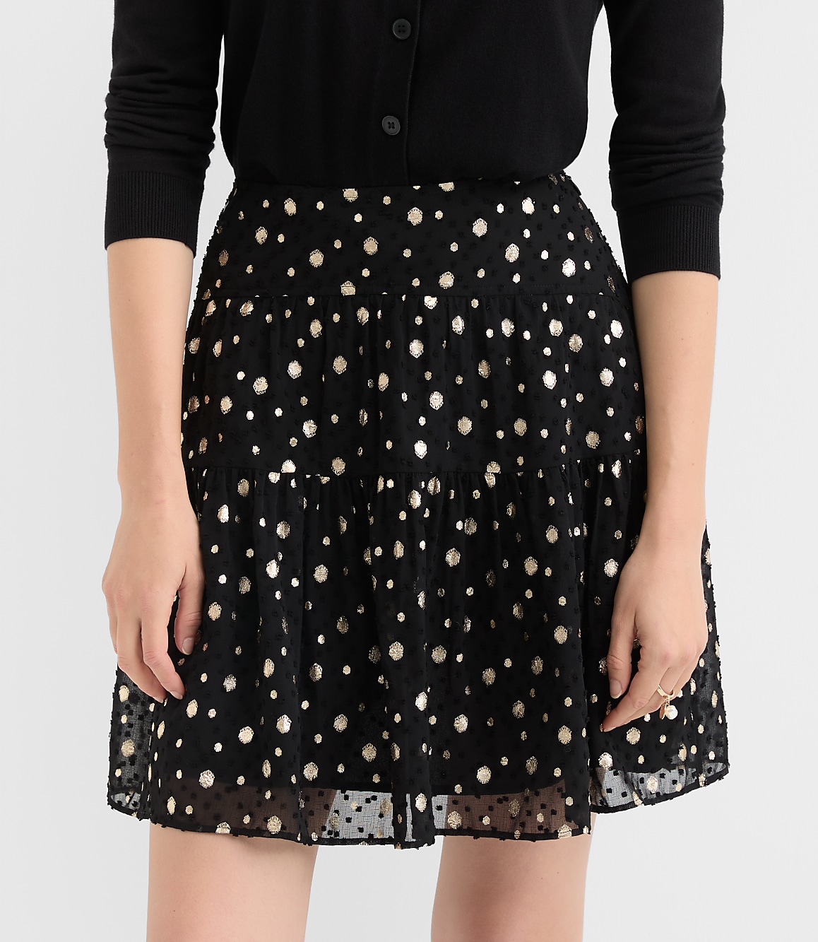 Shimmer Clip Ruffle Mini Skirt