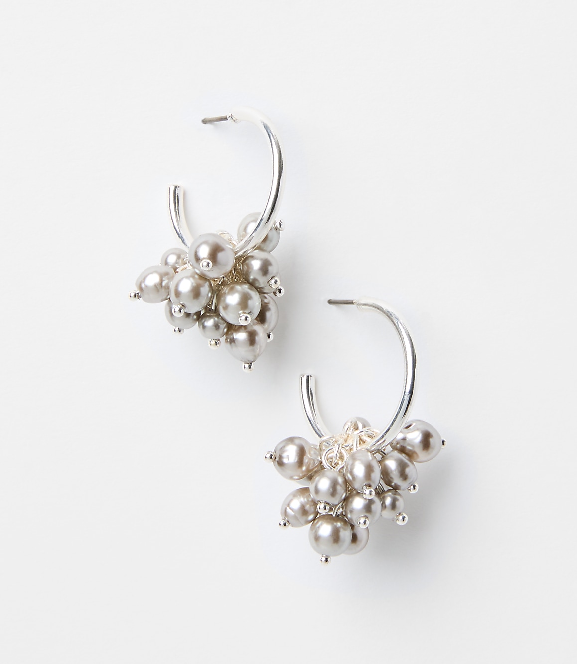 Pearlized Cluster Hoop Earrings