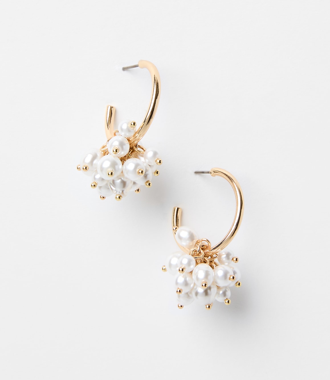 Pearlized Cluster Hoop Earrings