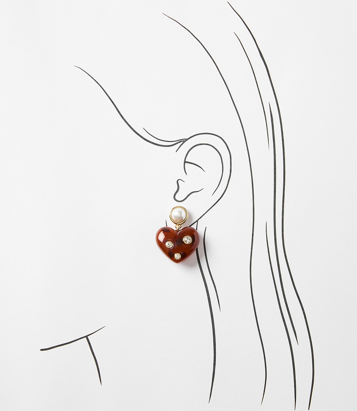 Pearlized Sparkle Heart Drop Earrings