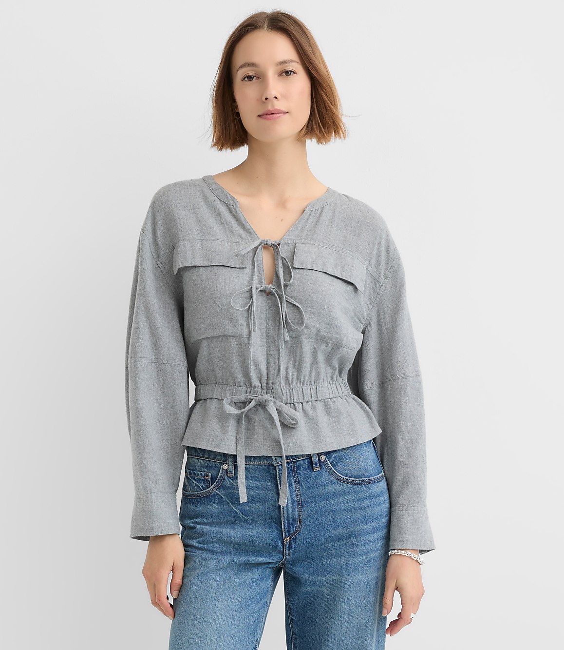 Twill Safari Peplum Top