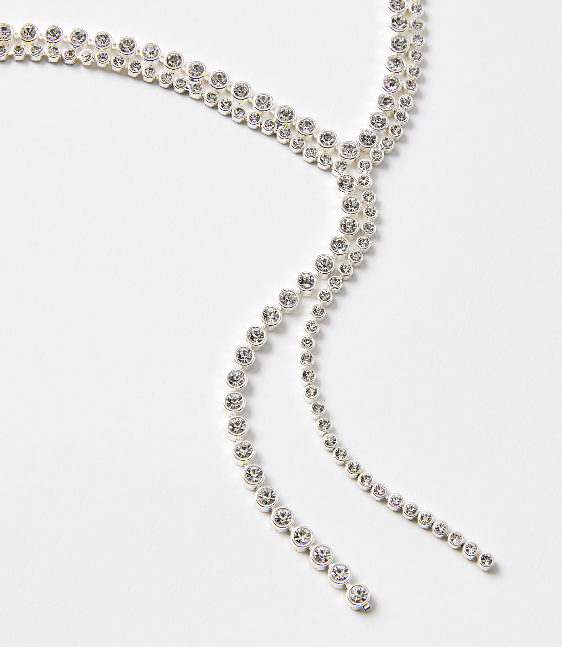 Crystal Y Pull Tie Statement Necklace
