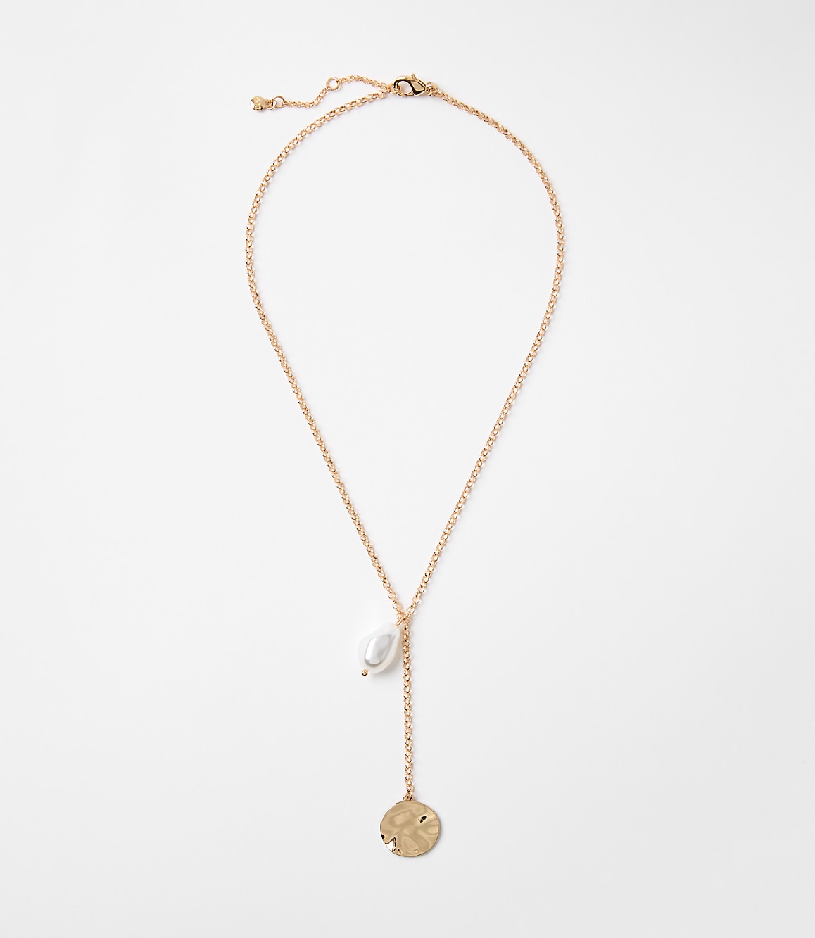 Pearlized Coin Y Necklace