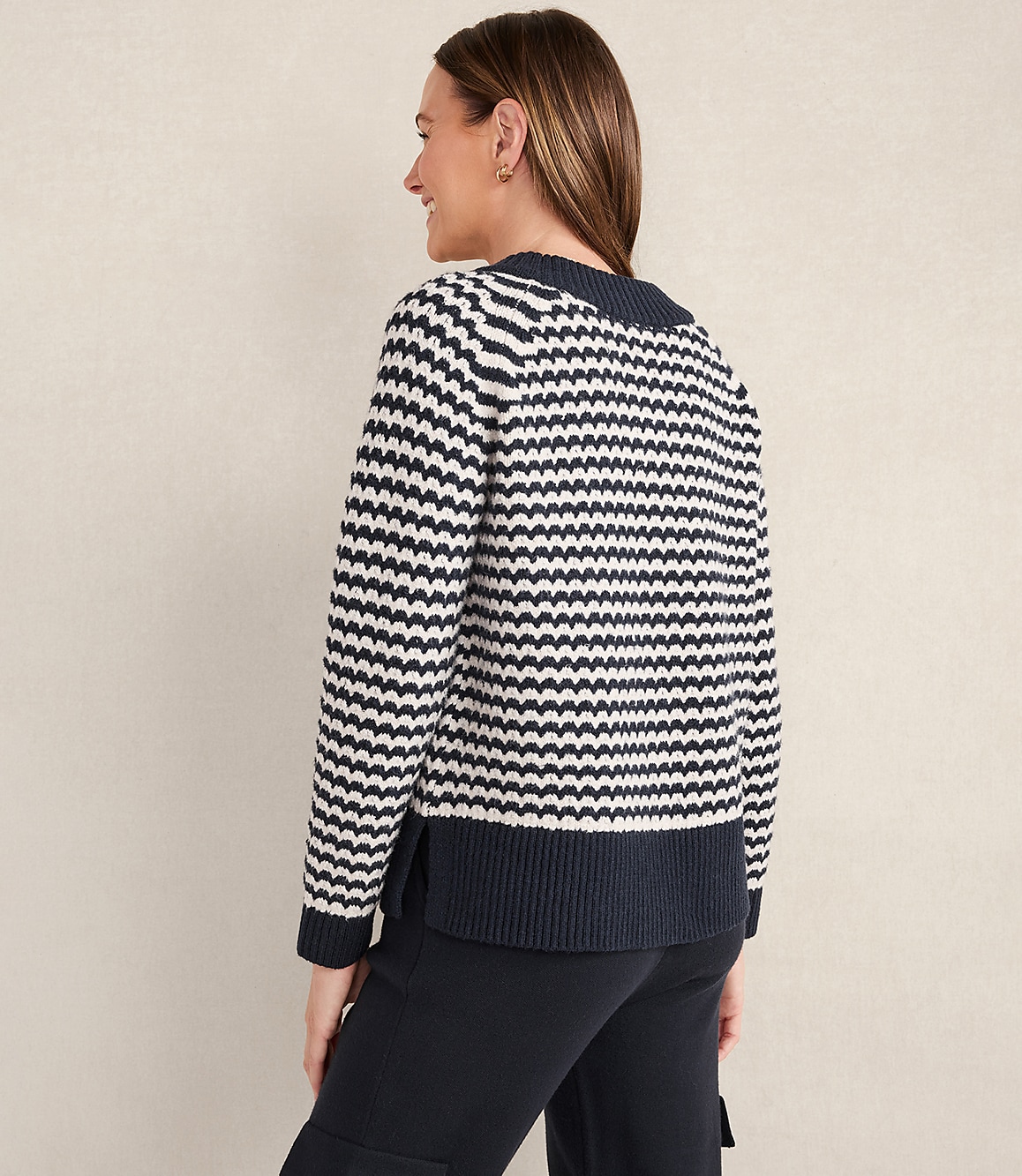 Haven Well Within Organic Cotton Blend Two-Tone V-Neck Sweater