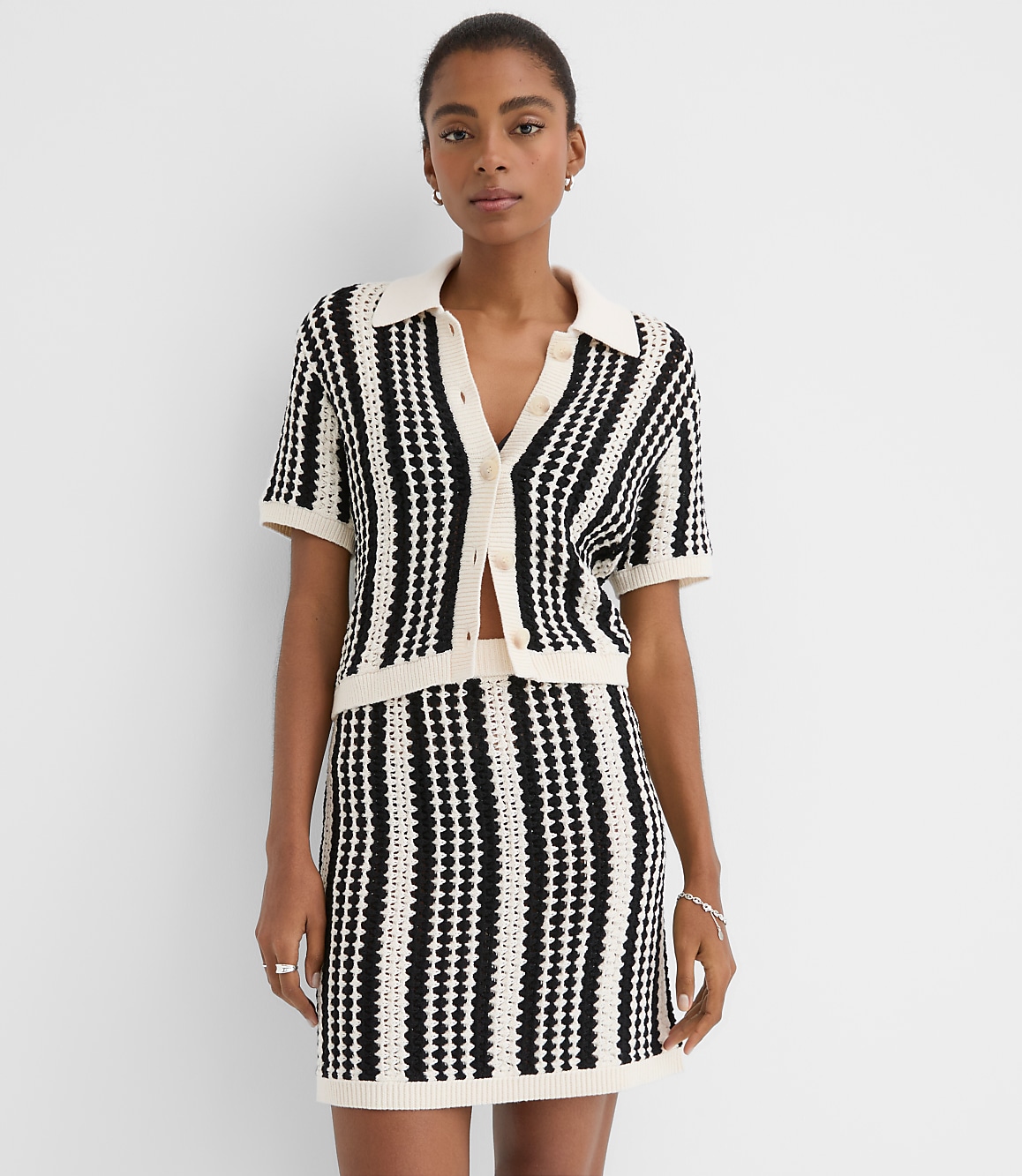 LOFT Beach Striped Crochet Mini Skirt
