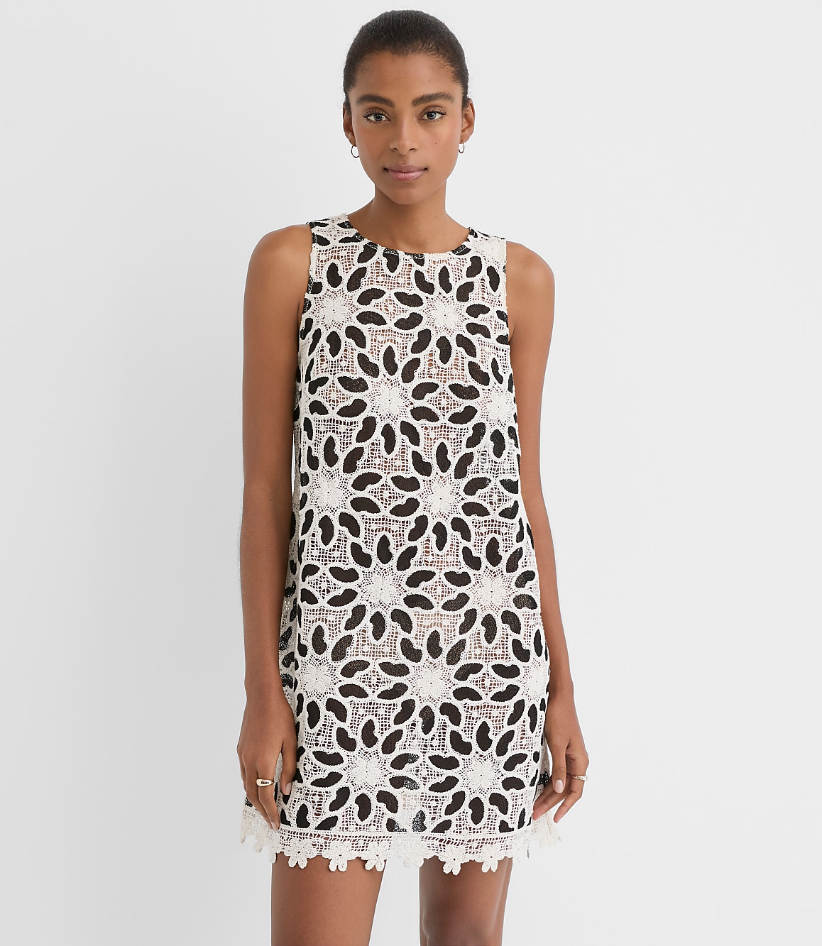 LOFT Beach Floral Crochet Mini Dress