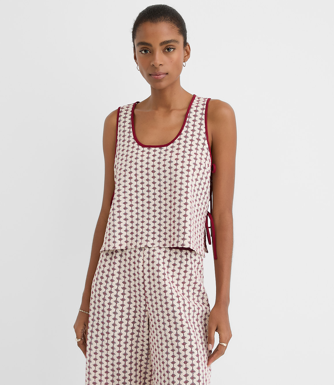 LOFT Beach Geo Crochet Side Tie Tank Top