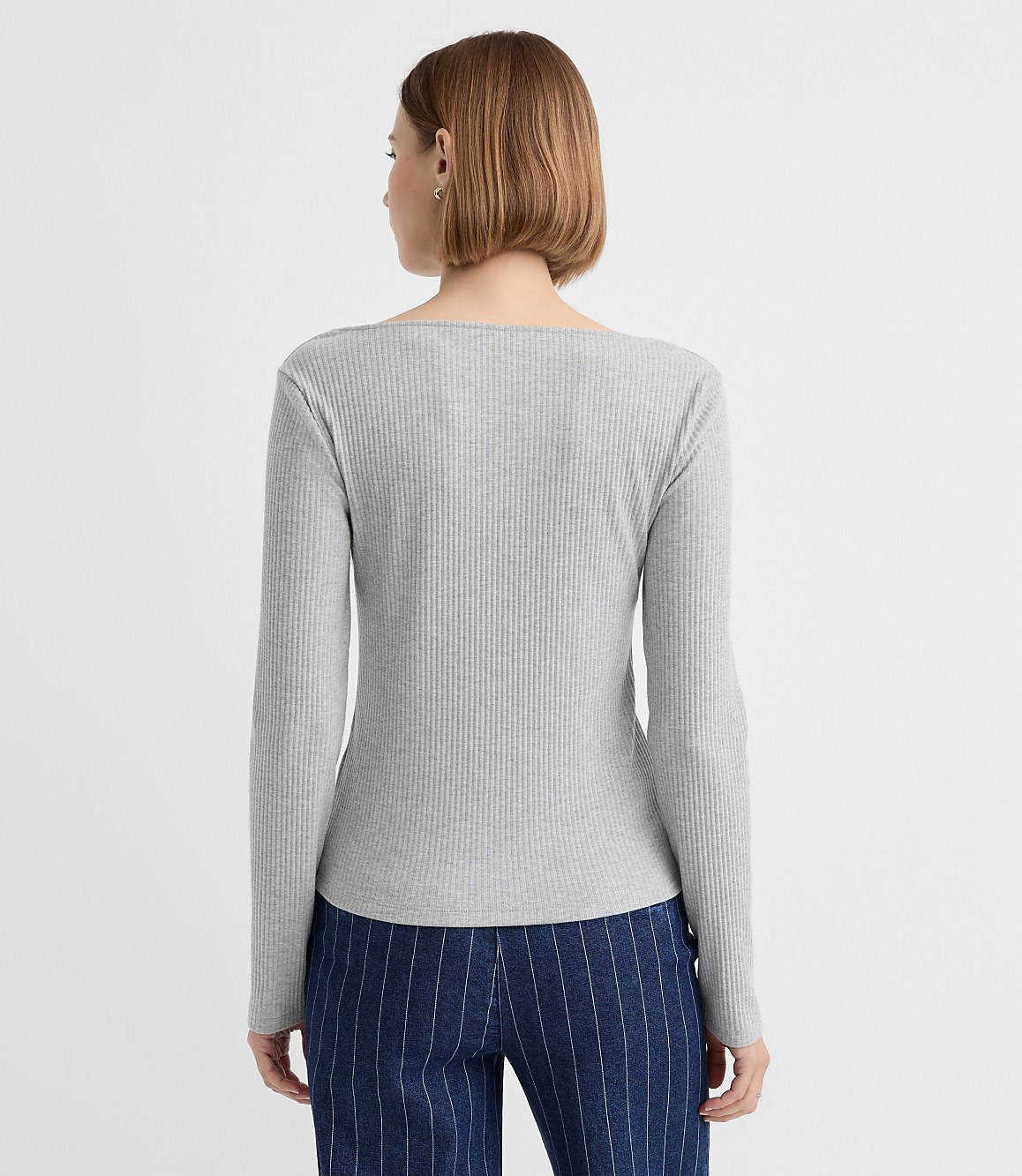 Heathered Asymmetrical Neck Ribbed Top