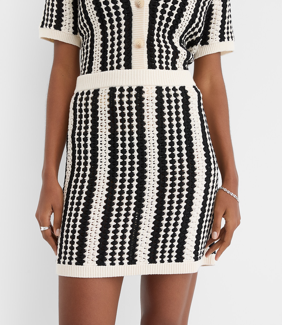 LOFT Beach Striped Crochet Mini Skirt
