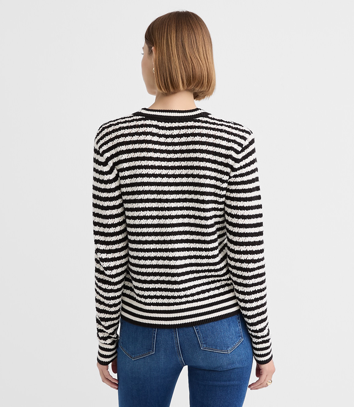 Pointelle Striped Cardigan
